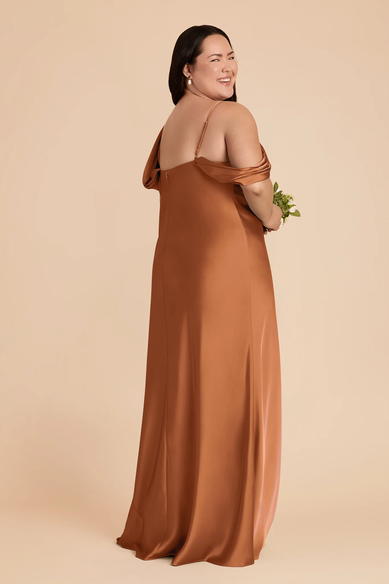 Freya Matte Satin Dress - Rust - Image 6