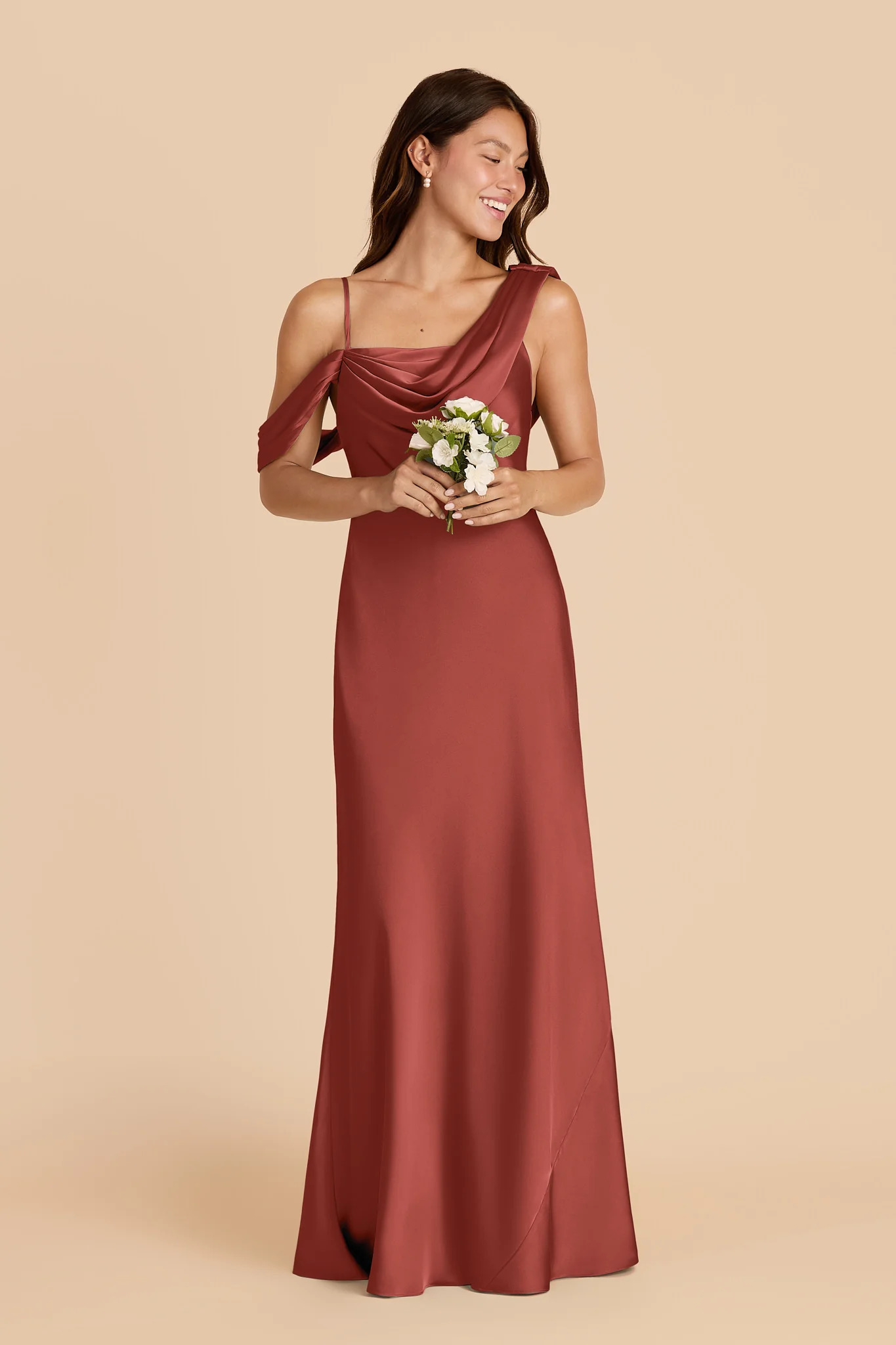 Freya Matte Satin Dress - Spice - Image 3