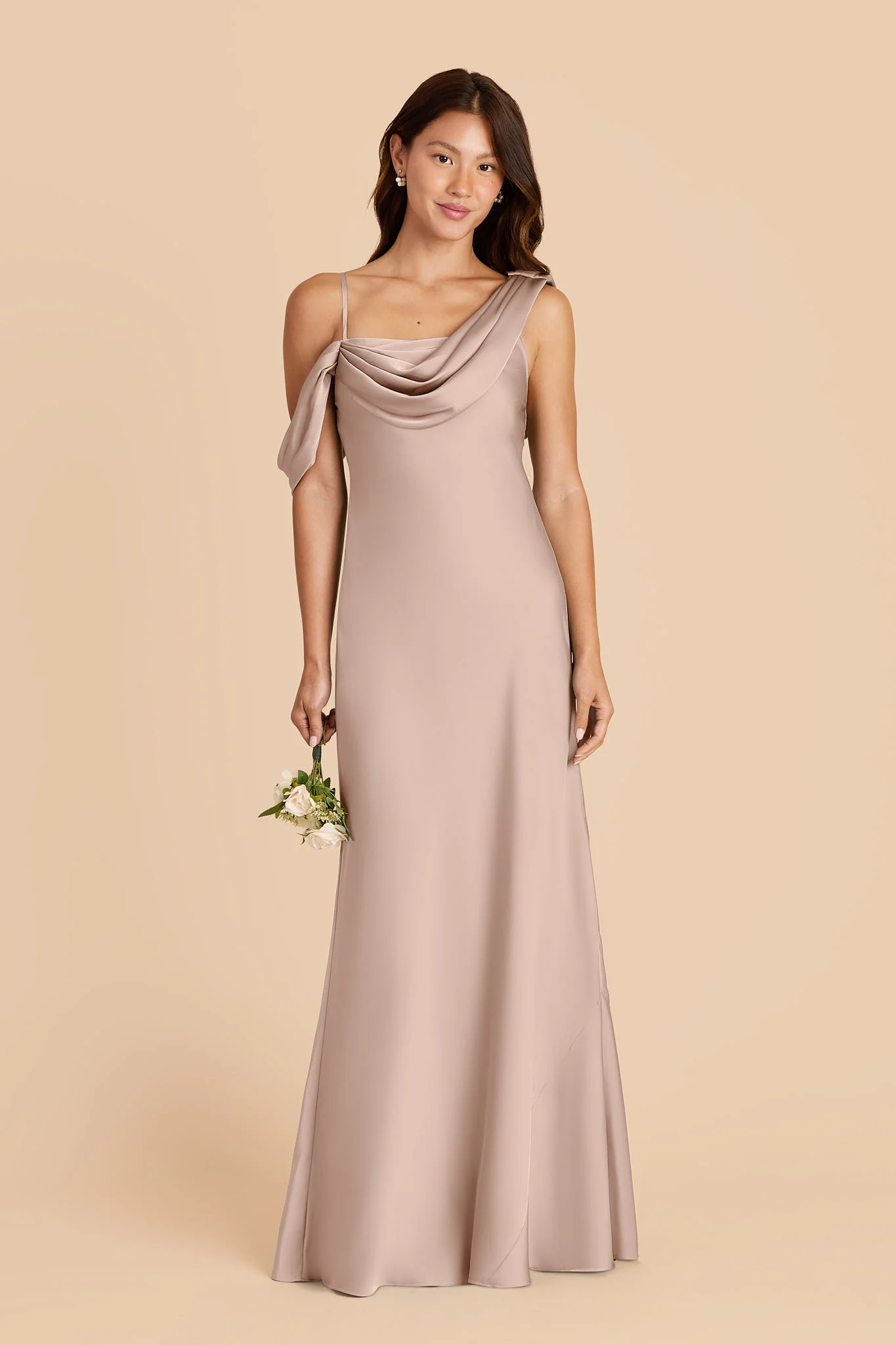 Freya Matte Satin Dress - Taupe