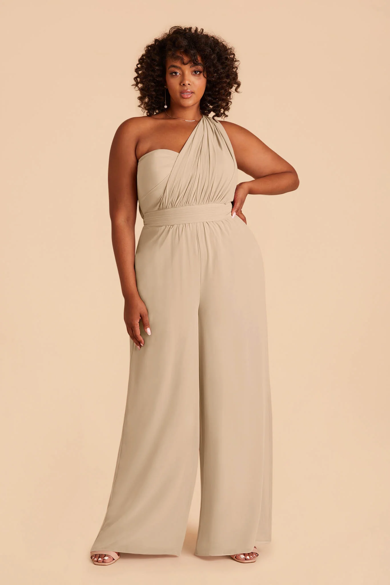 Gigi Chiffon Jumpsuit - Almond - Image 2