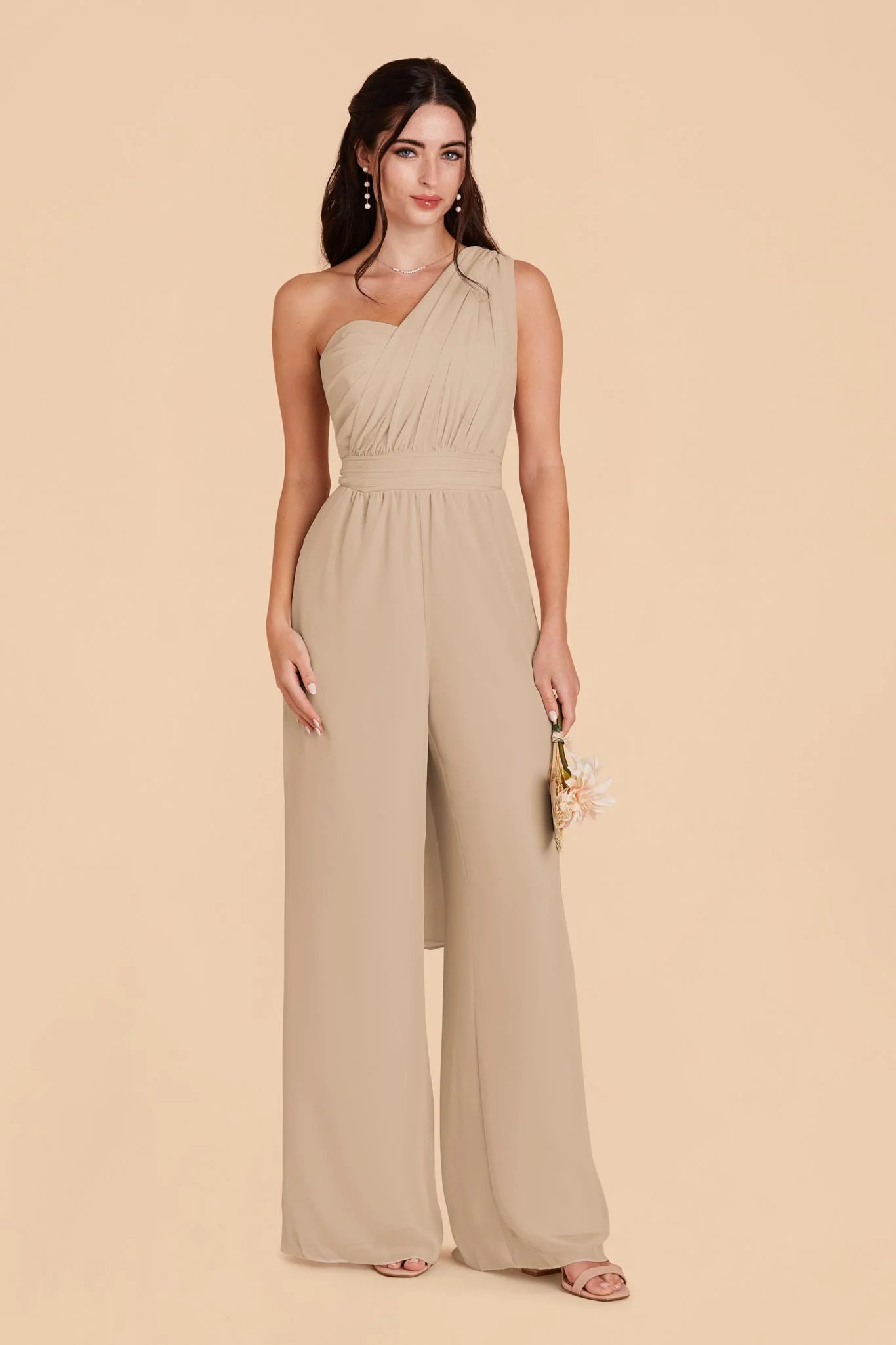 Gigi Chiffon Jumpsuit - Almond - Image 4