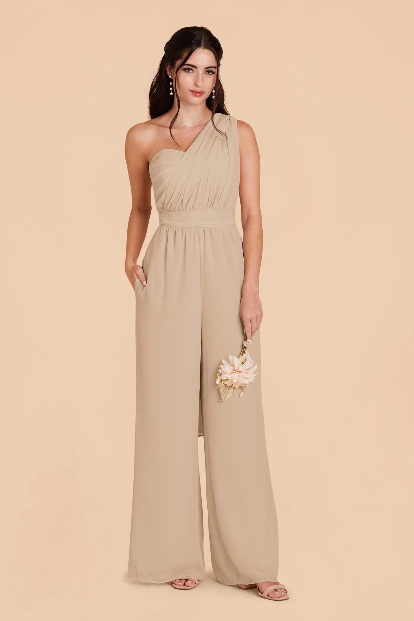 Gigi Chiffon Jumpsuit - Almond - Image 6