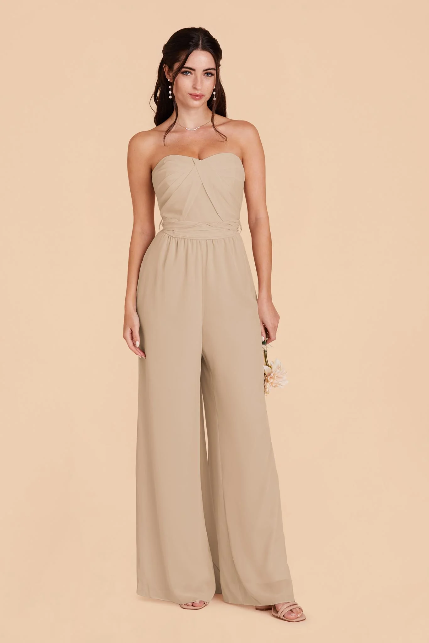 Gigi Chiffon Jumpsuit - Almond - Image 7