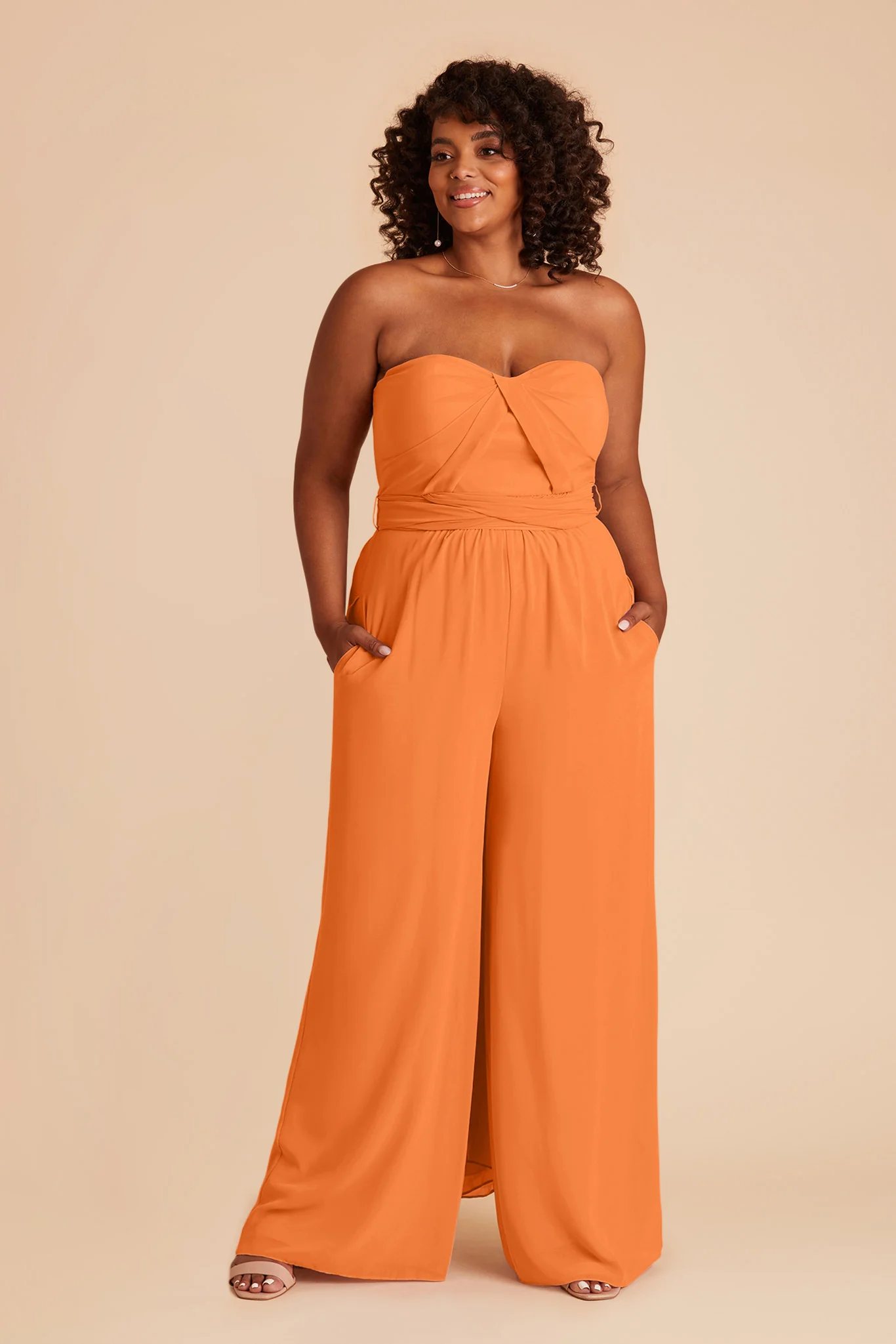 Gigi Chiffon Jumpsuit - Apricot - Image 2