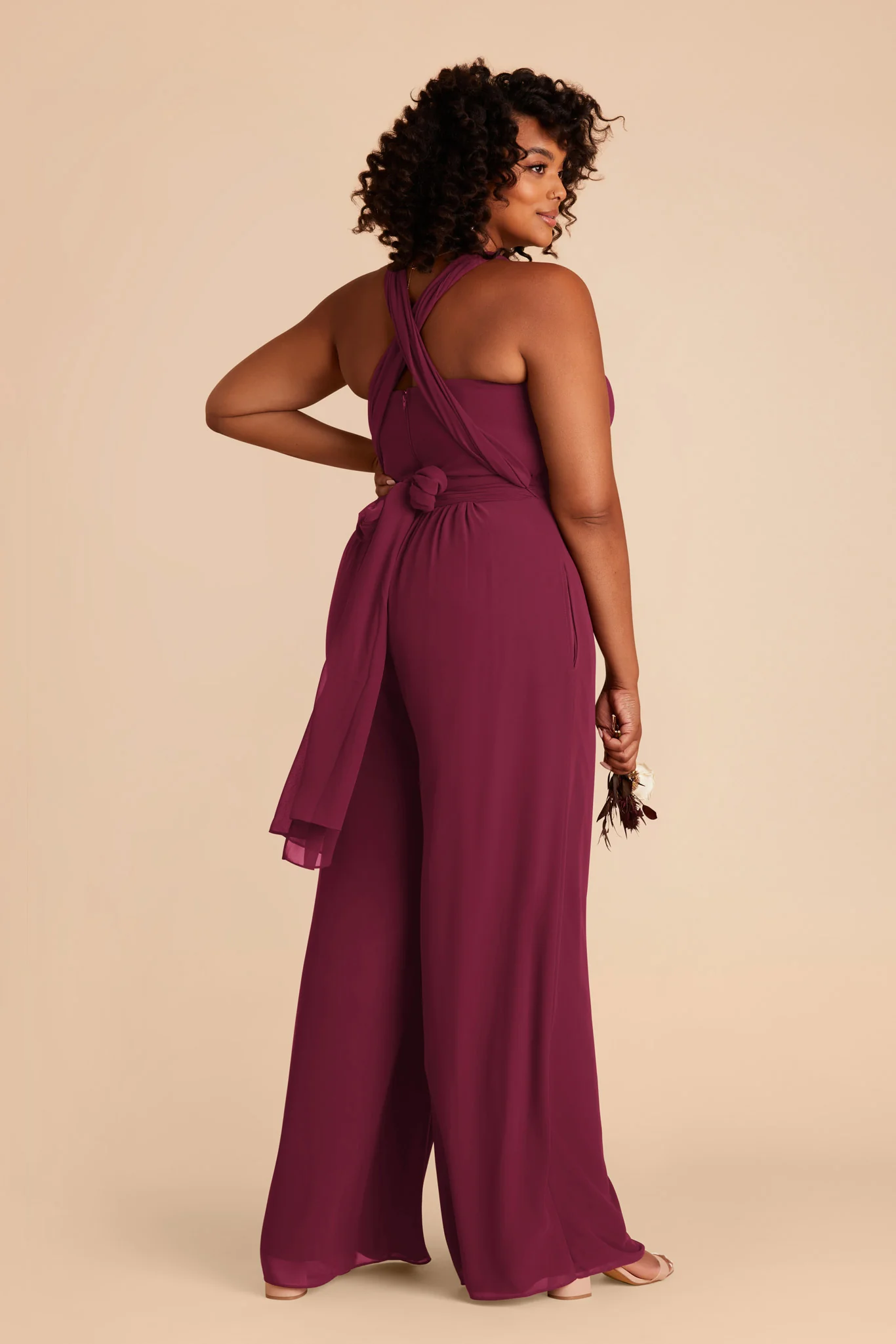 Gigi Chiffon Jumpsuit - Berry - Image 8