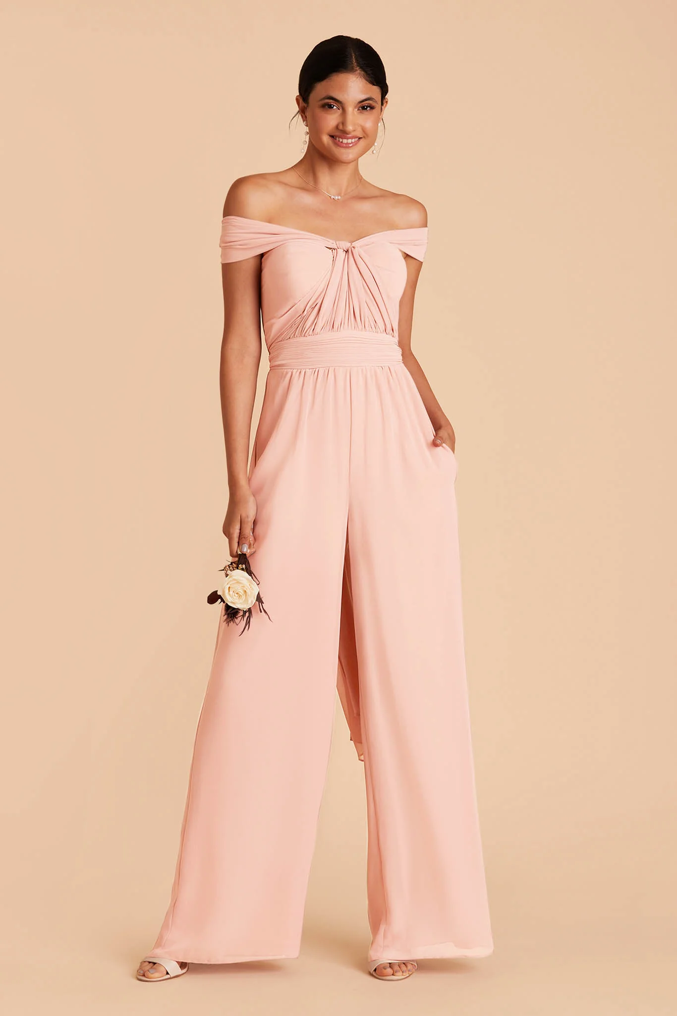 Gigi Chiffon Jumpsuit - Blush Pink - Image 3