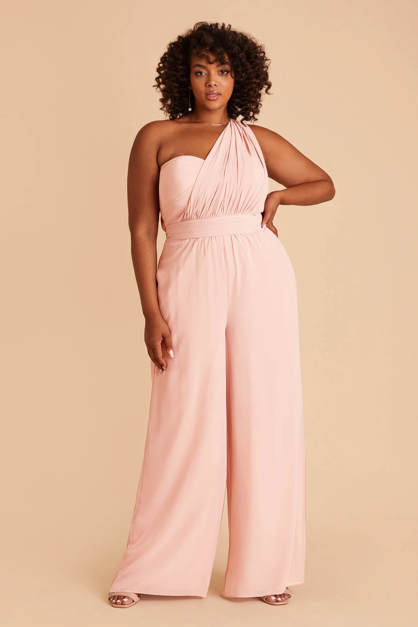 Gigi Chiffon Jumpsuit - Blush Pink - Image 7