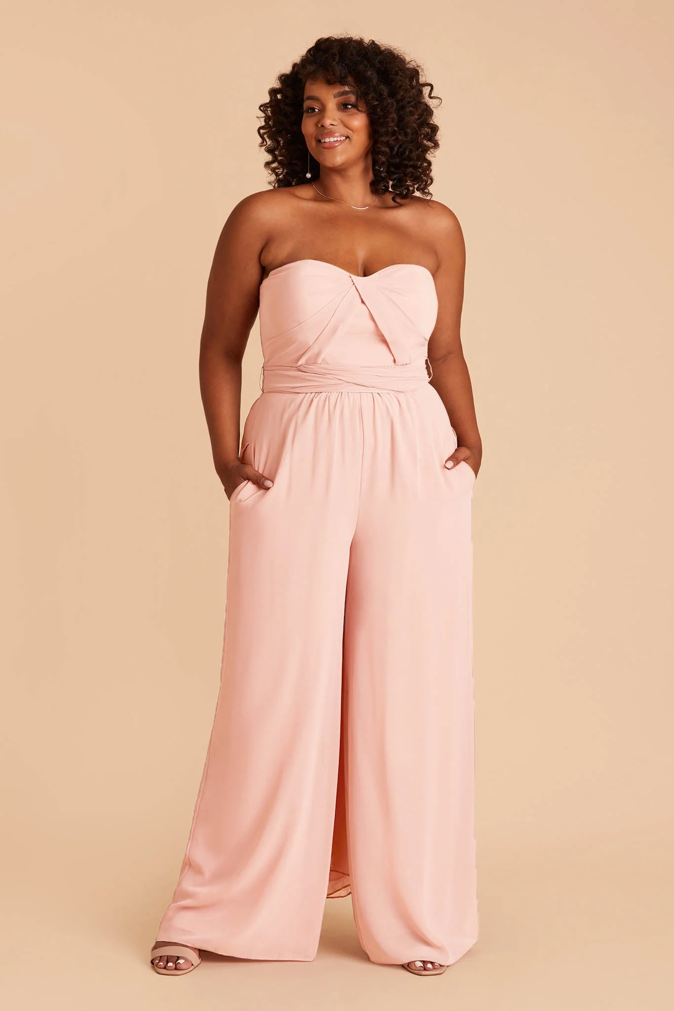 Gigi Chiffon Jumpsuit - Blush Pink - Image 8