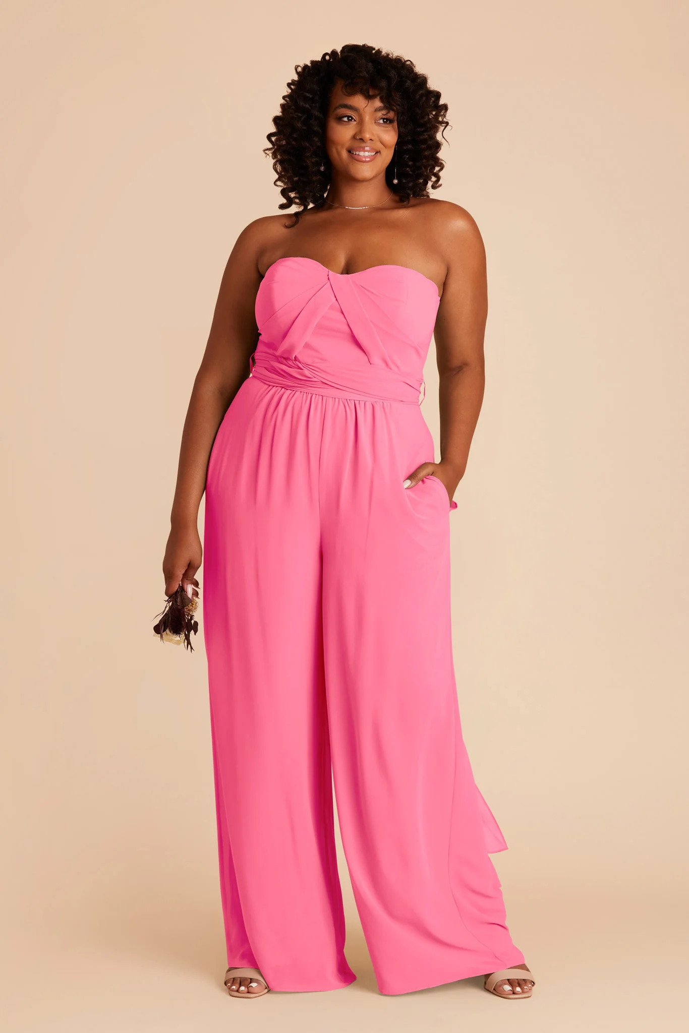 Gigi Chiffon Jumpsuit - Bon Bon Pink - Image 7