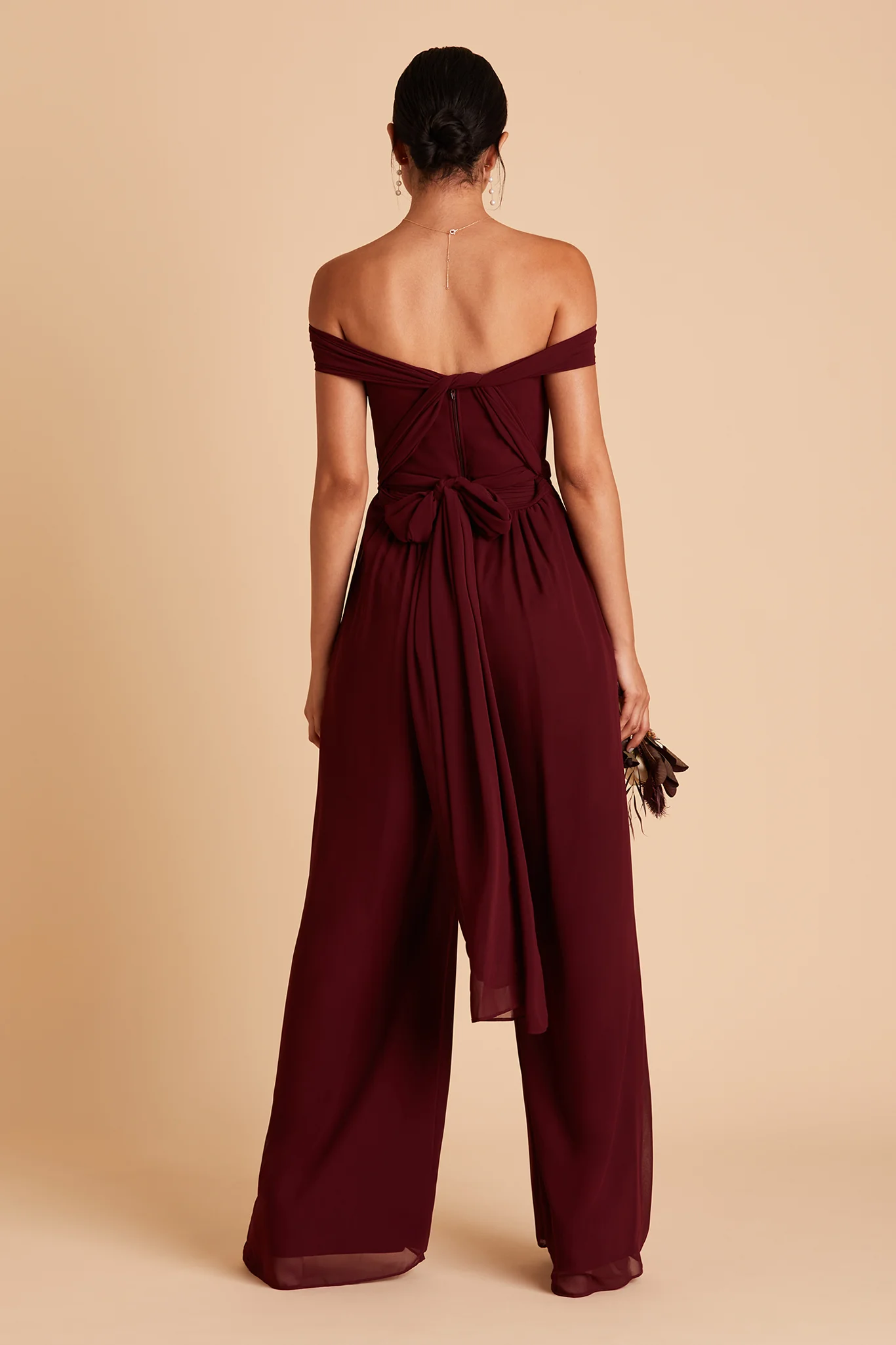 Gigi Chiffon Jumpsuit - Cabernet - Image 10