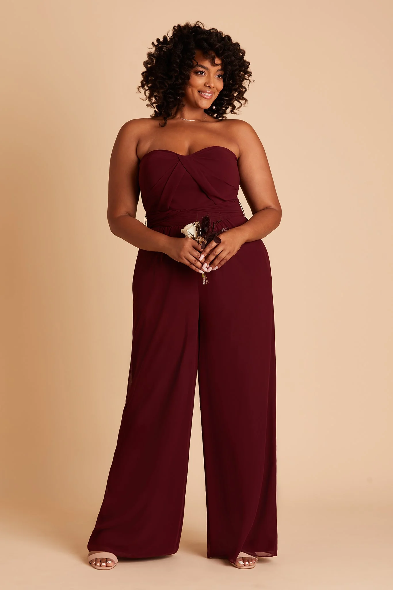Gigi Chiffon Jumpsuit - Cabernet - Image 11