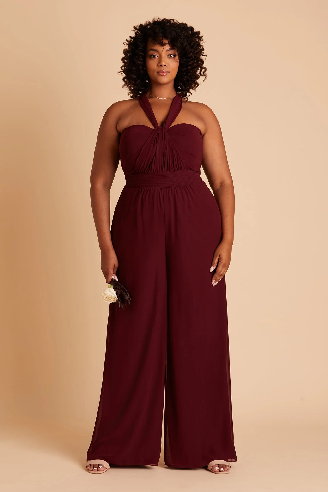 Gigi Chiffon Jumpsuit - Cabernet - Image 12