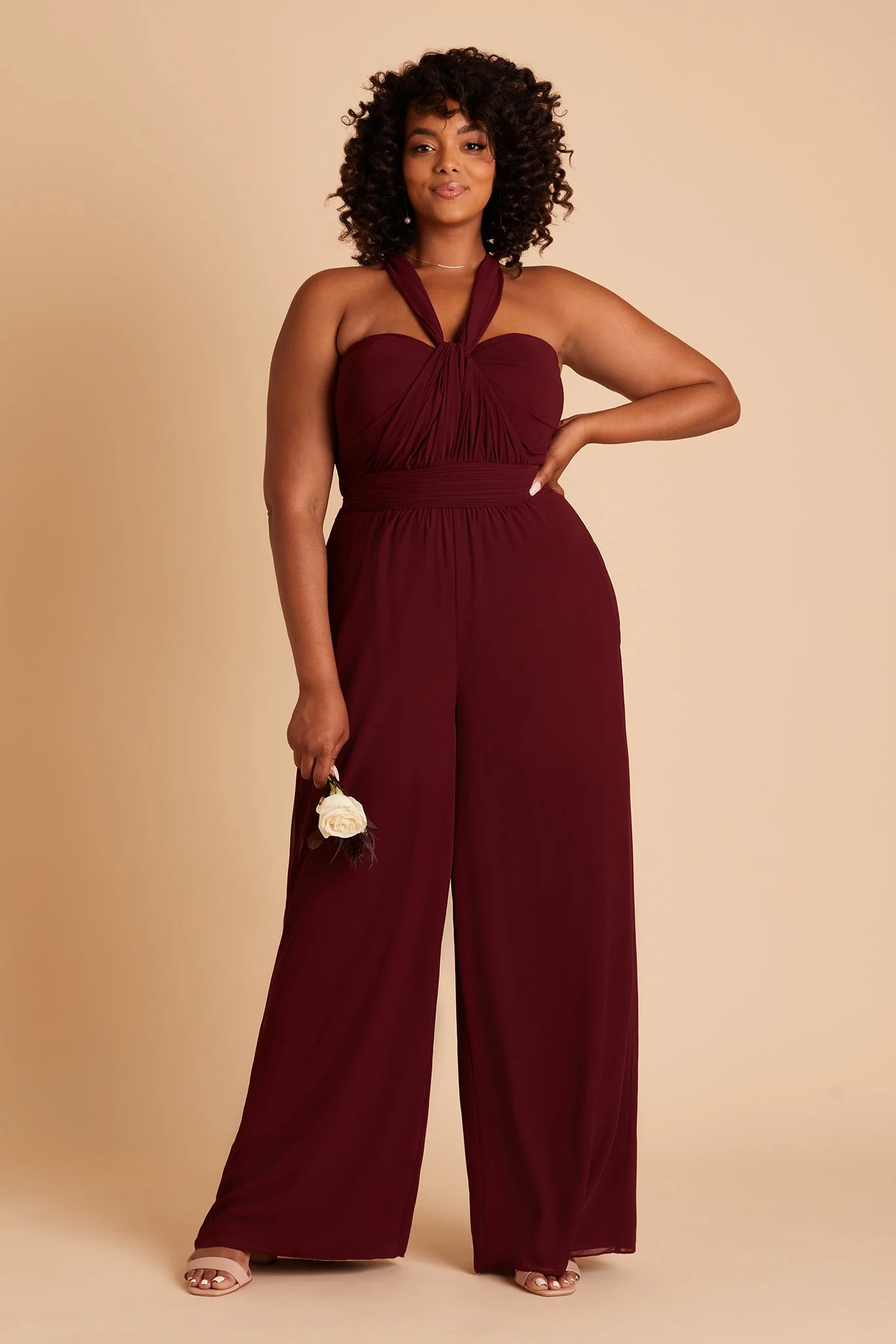Gigi Chiffon Jumpsuit - Cabernet - Image 13