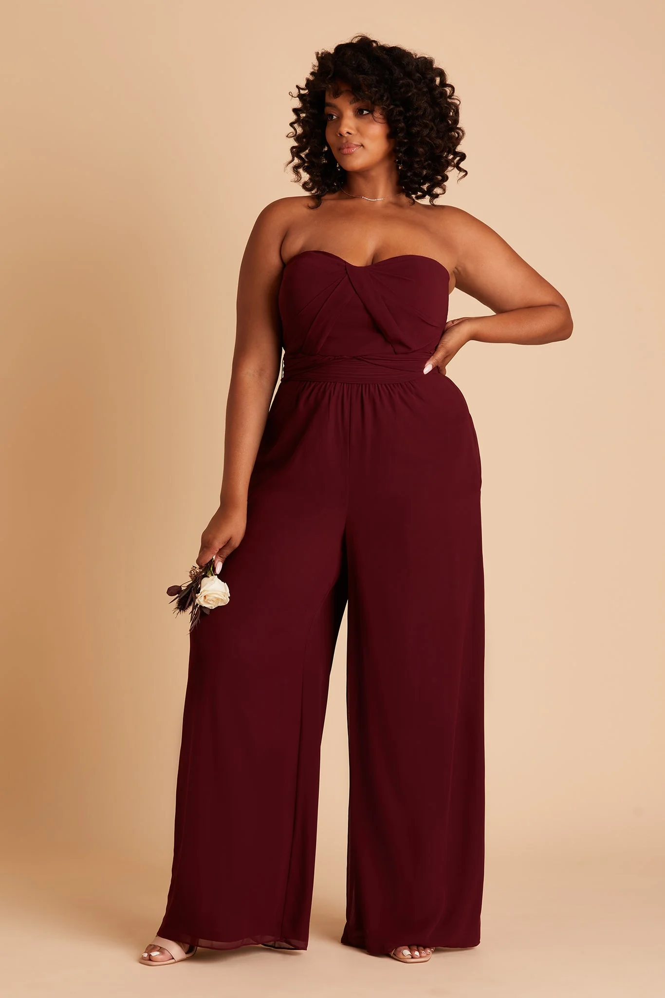 Gigi Chiffon Jumpsuit - Cabernet - Image 14