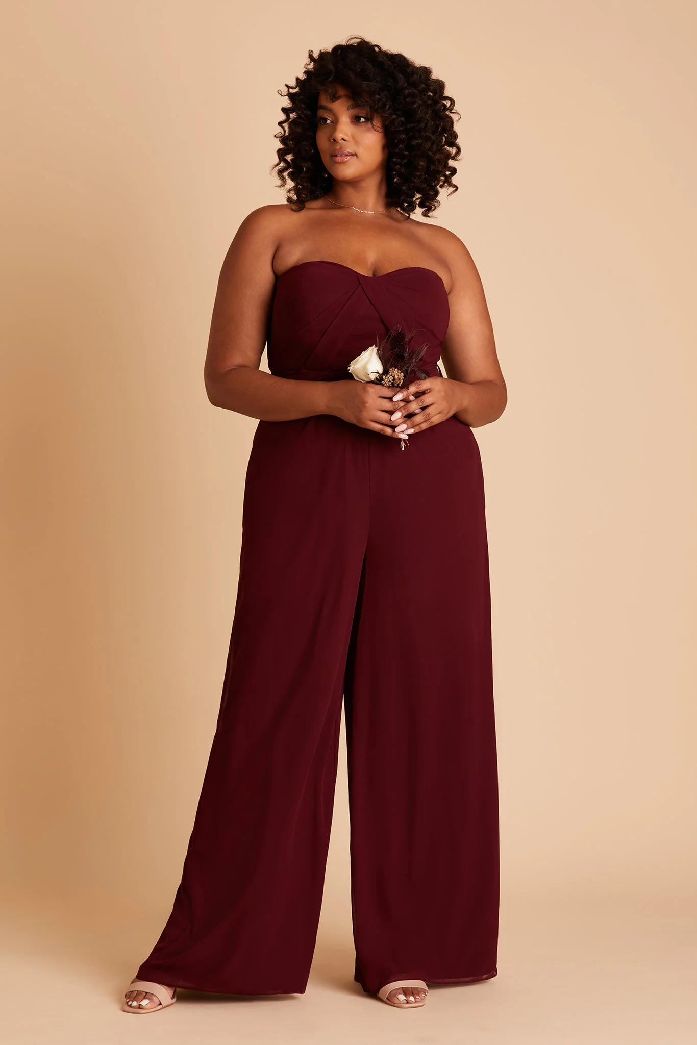 Gigi Chiffon Jumpsuit - Cabernet - Image 15
