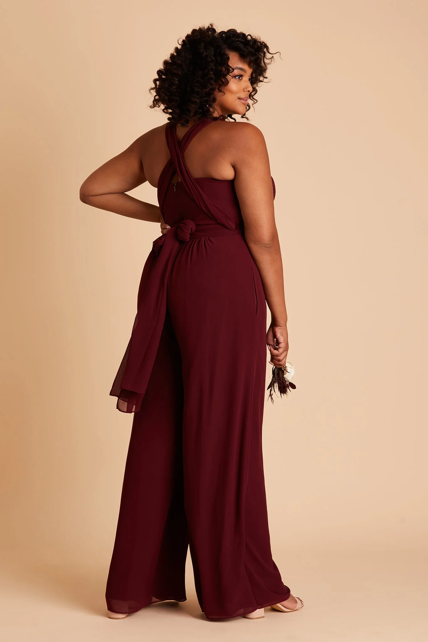 Gigi Chiffon Jumpsuit - Cabernet - Image 16