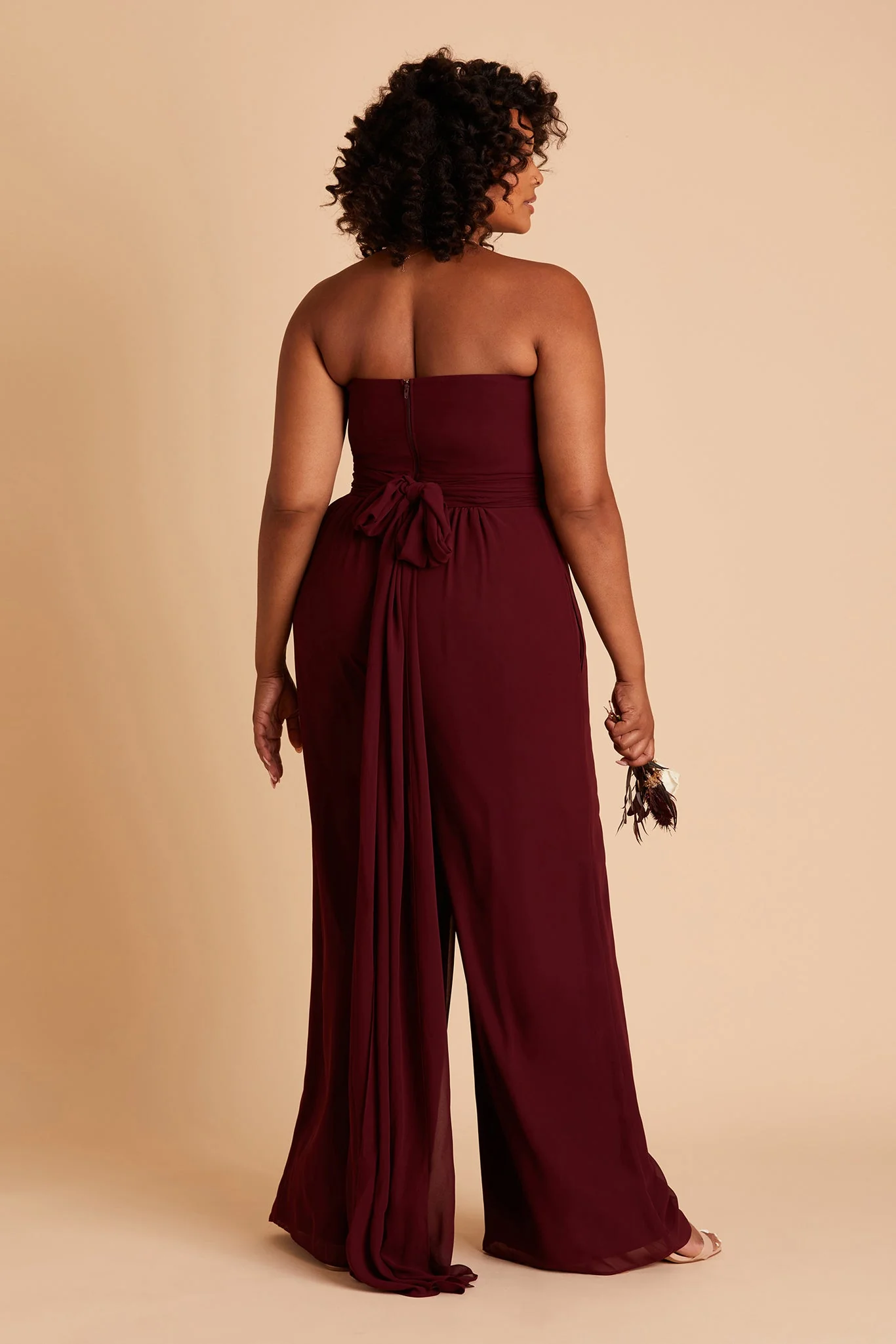 Gigi Chiffon Jumpsuit - Cabernet - Image 17