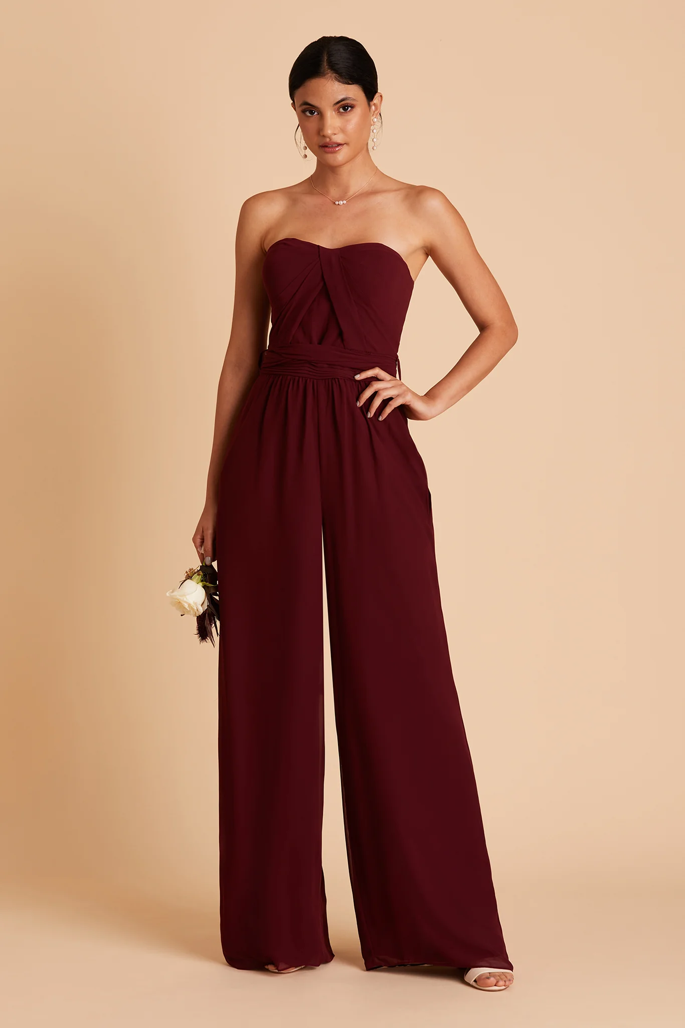 Gigi Chiffon Jumpsuit - Cabernet - Image 2