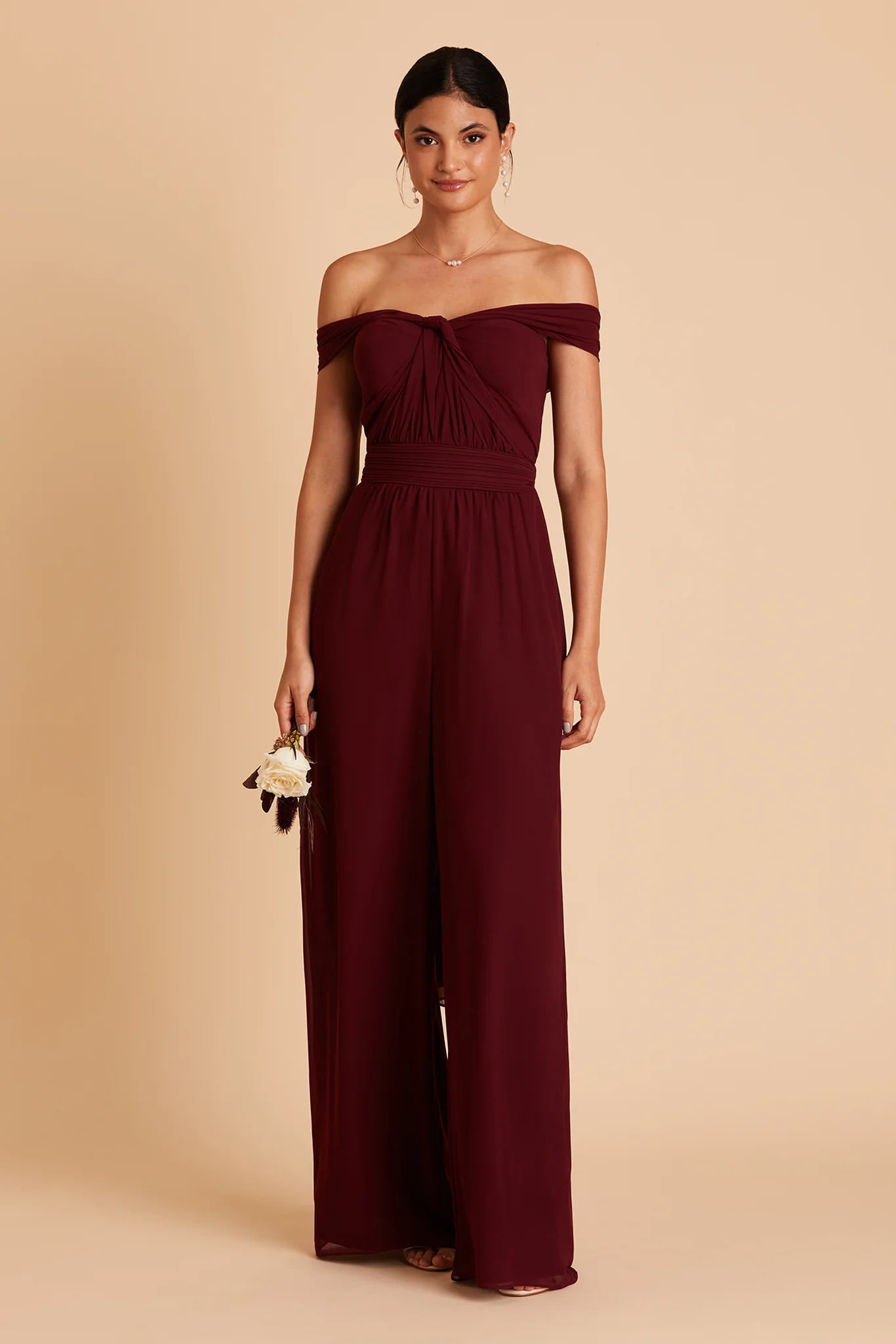 Gigi Chiffon Jumpsuit - Cabernet - Image 3