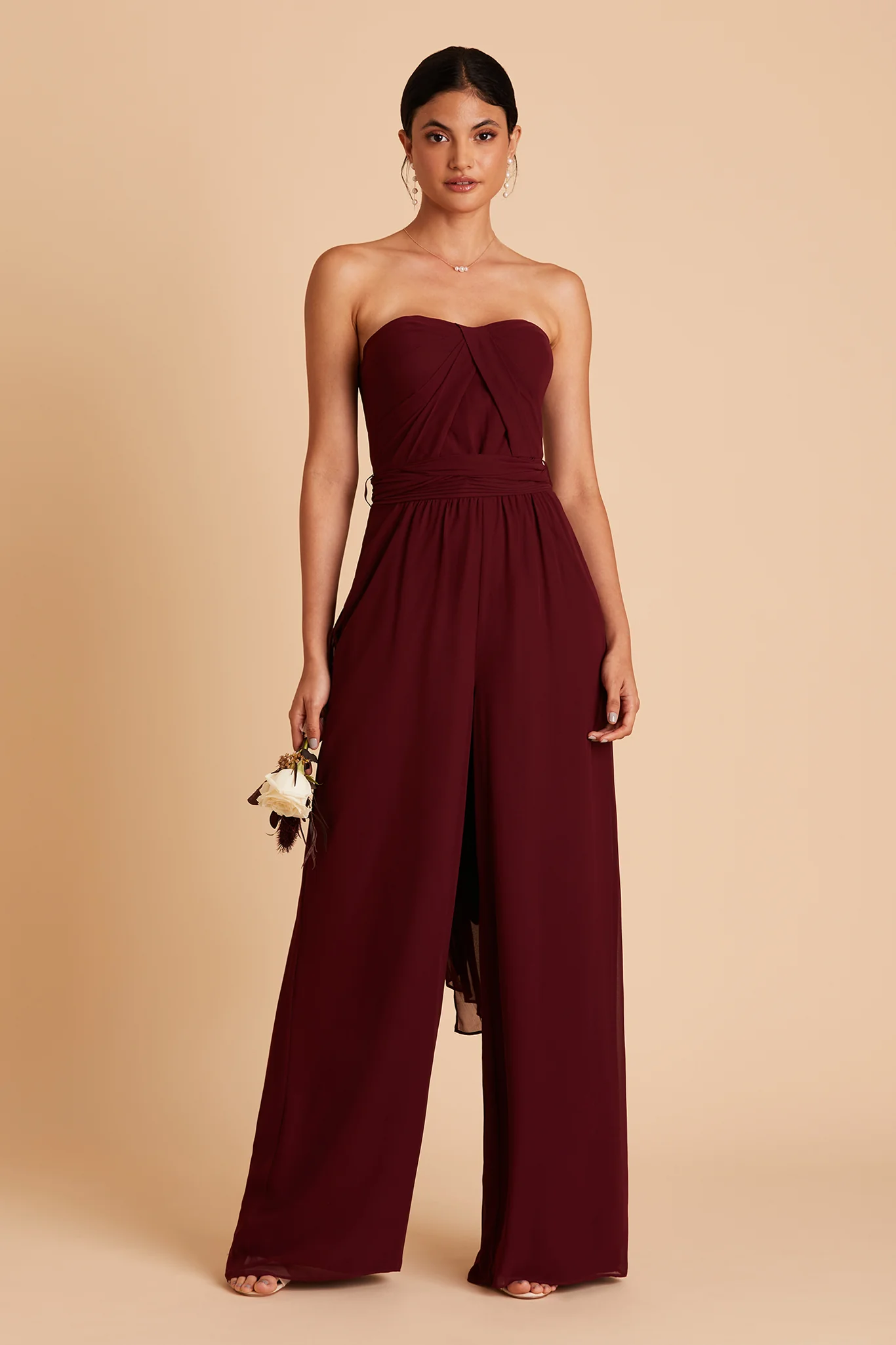 Gigi Chiffon Jumpsuit - Cabernet - Image 4