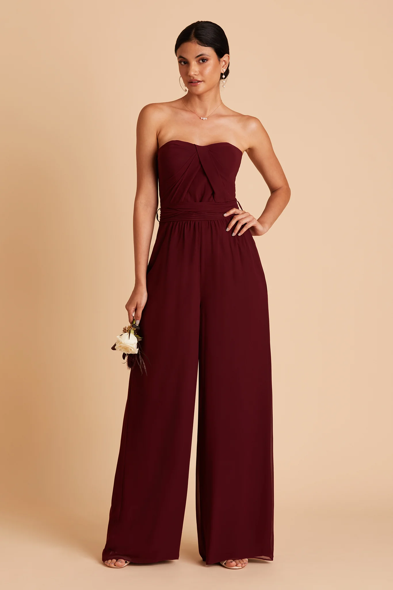 Gigi Chiffon Jumpsuit - Cabernet - Image 5