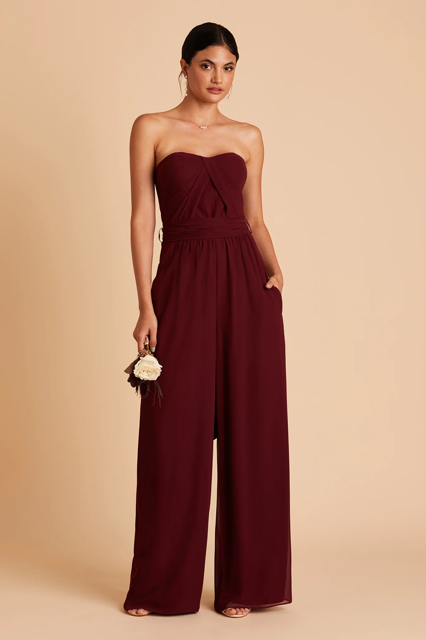 Gigi Chiffon Jumpsuit - Cabernet - Image 6