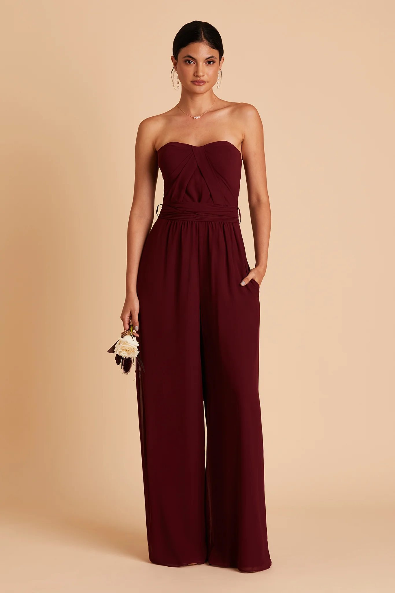 Gigi Chiffon Jumpsuit - Cabernet - Image 7