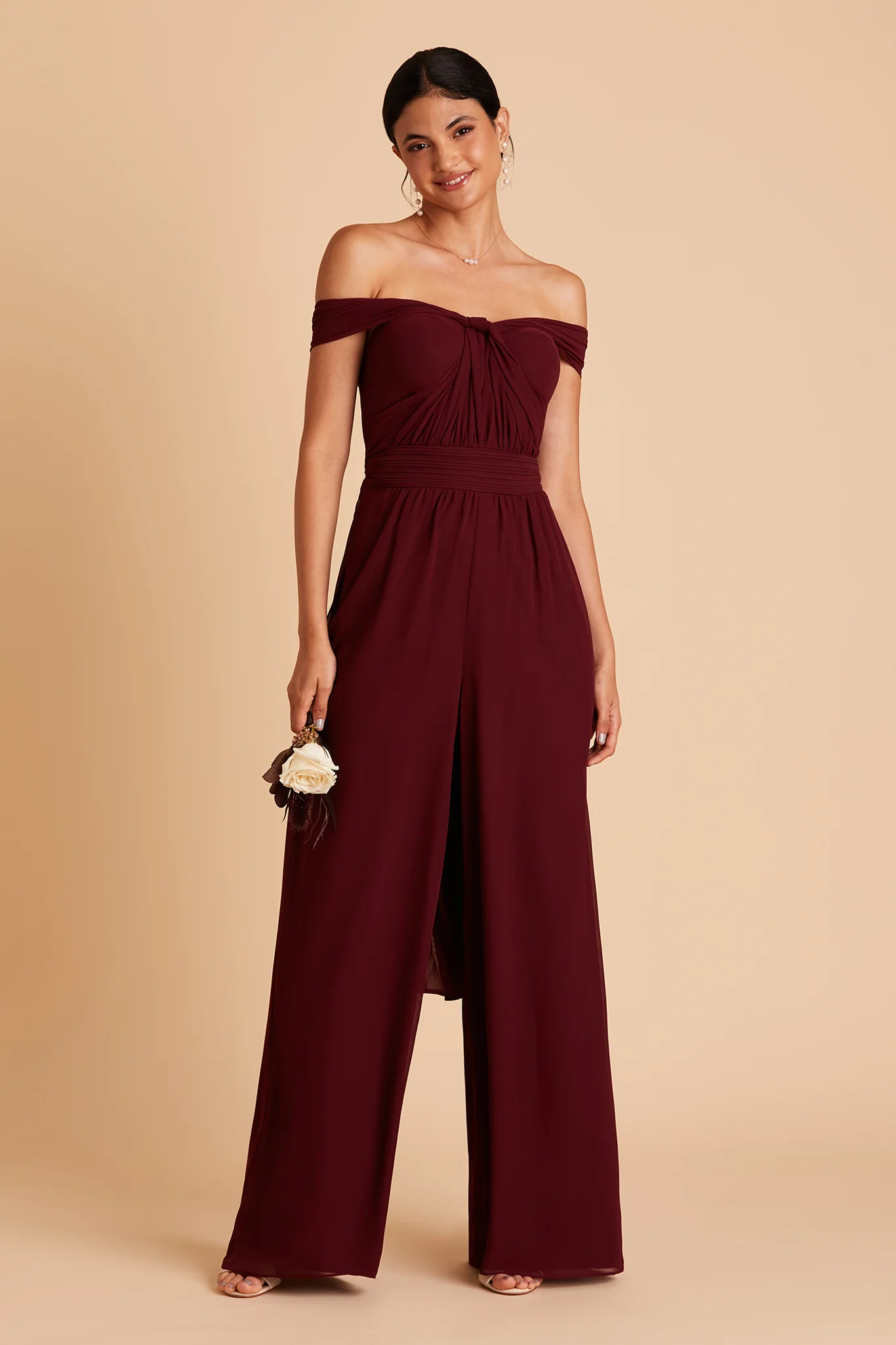 Gigi Chiffon Jumpsuit - Cabernet - Image 8