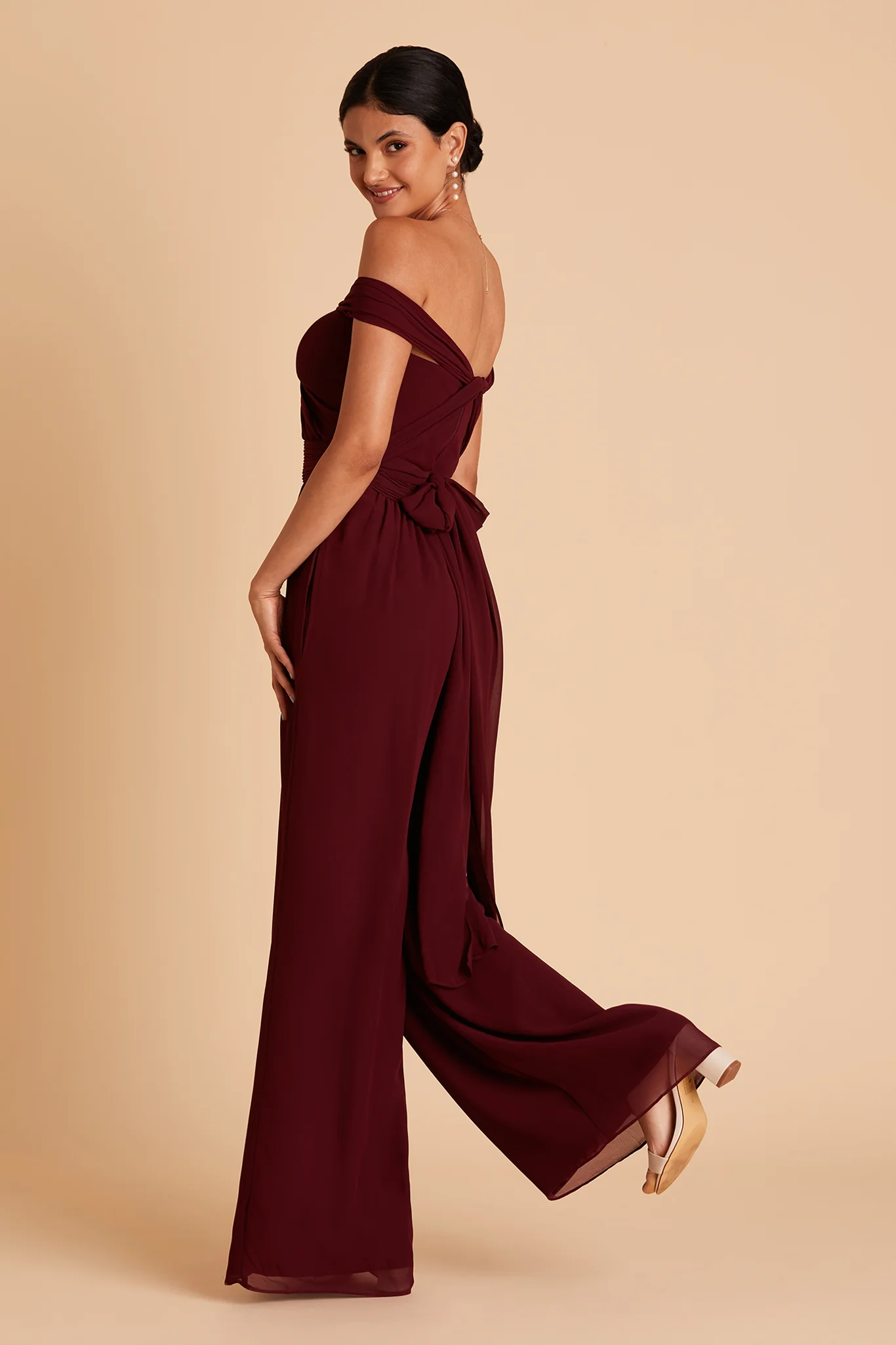 Gigi Chiffon Jumpsuit - Cabernet - Image 9
