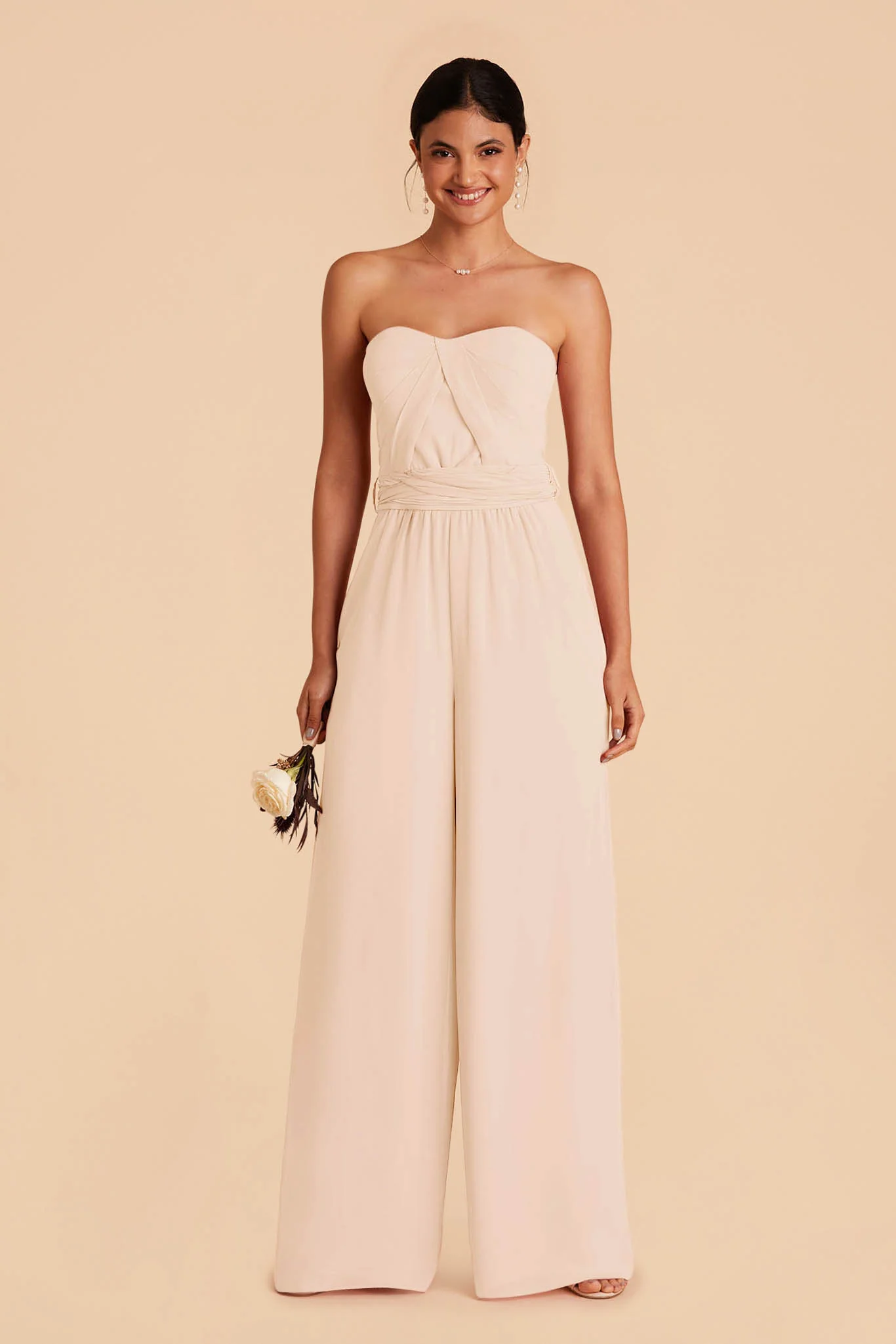 Gigi Chiffon Jumpsuit - Champagne - Image 3