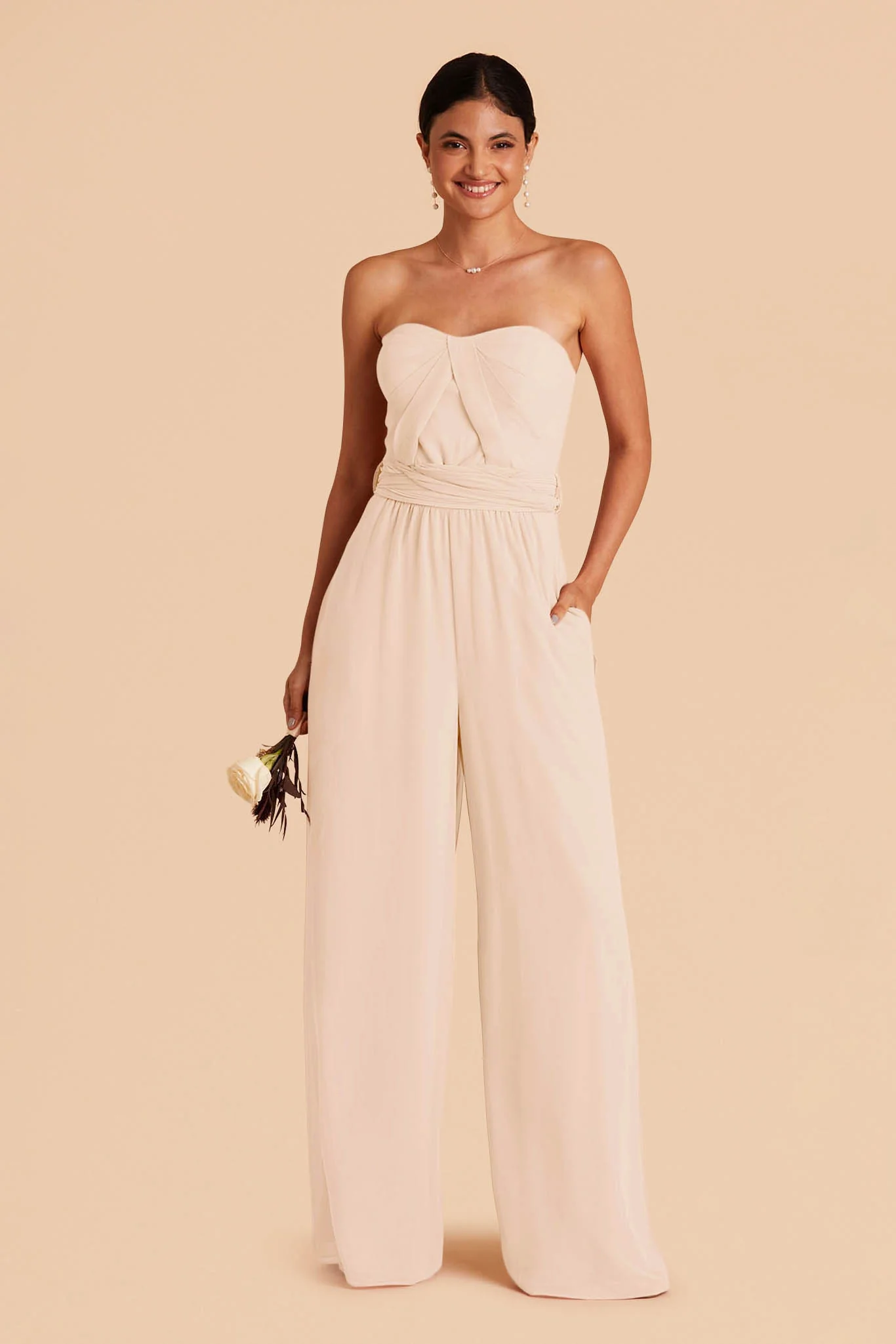 Gigi Chiffon Jumpsuit - Champagne - Image 4