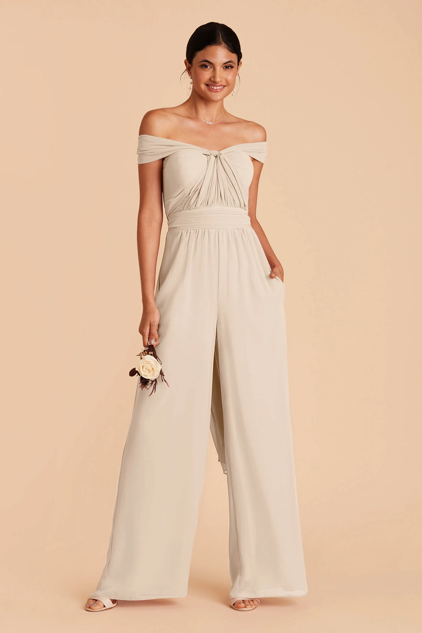 Gigi Chiffon Jumpsuit - Classic Champagne - Image 4