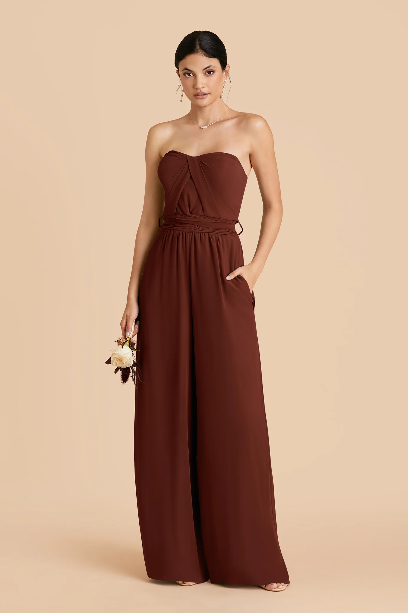 Gigi Chiffon Jumpsuit - Cognac - Image 2