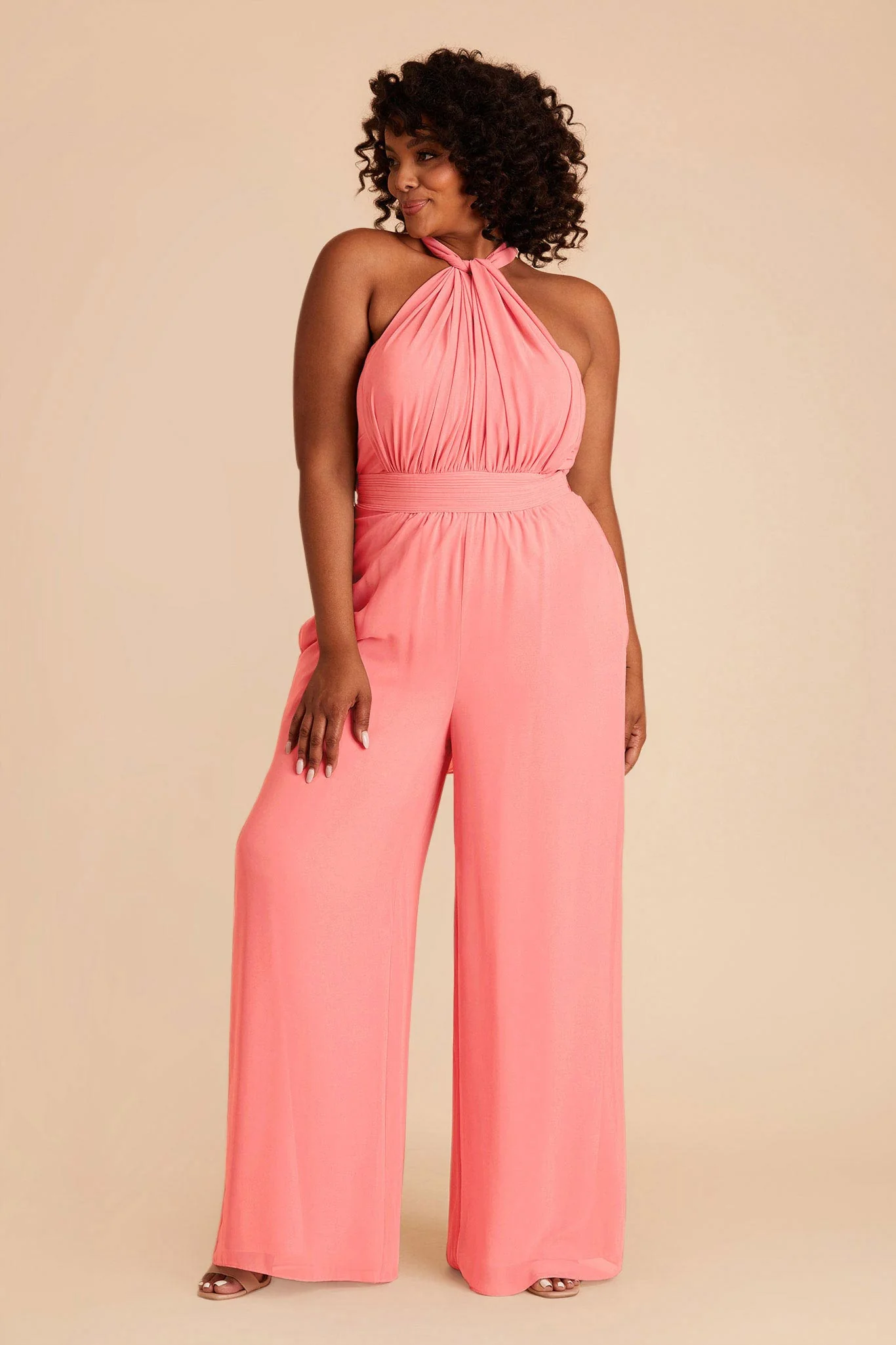 Gigi Chiffon Jumpsuit - Coral Pink - Image 2