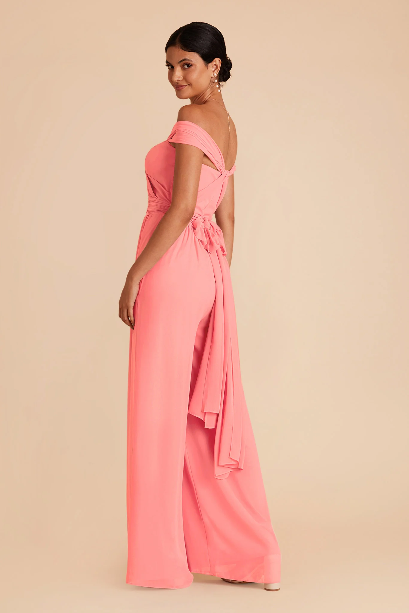 Gigi Chiffon Jumpsuit - Coral Pink - Image 5
