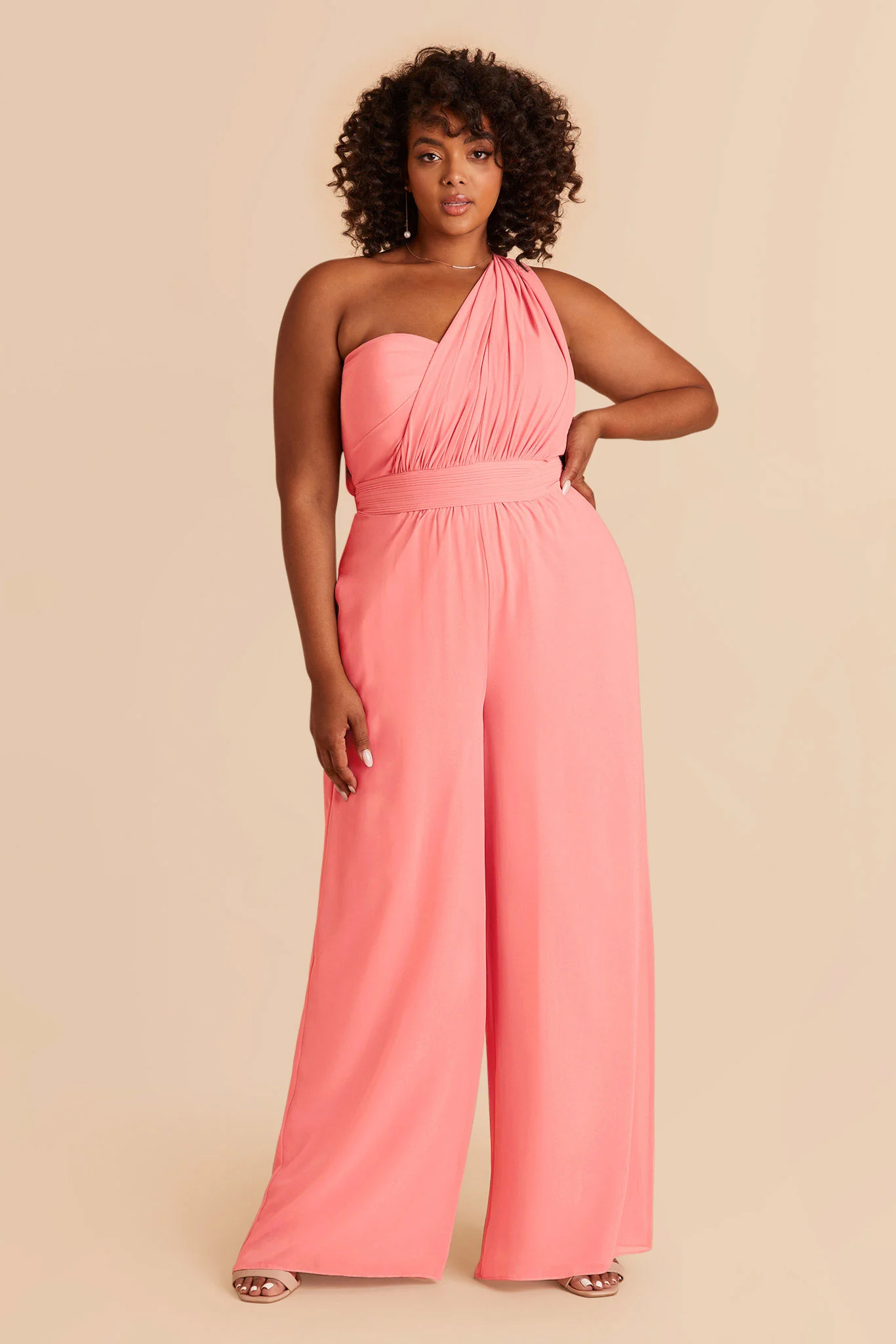 Gigi Chiffon Jumpsuit - Coral Pink - Image 7