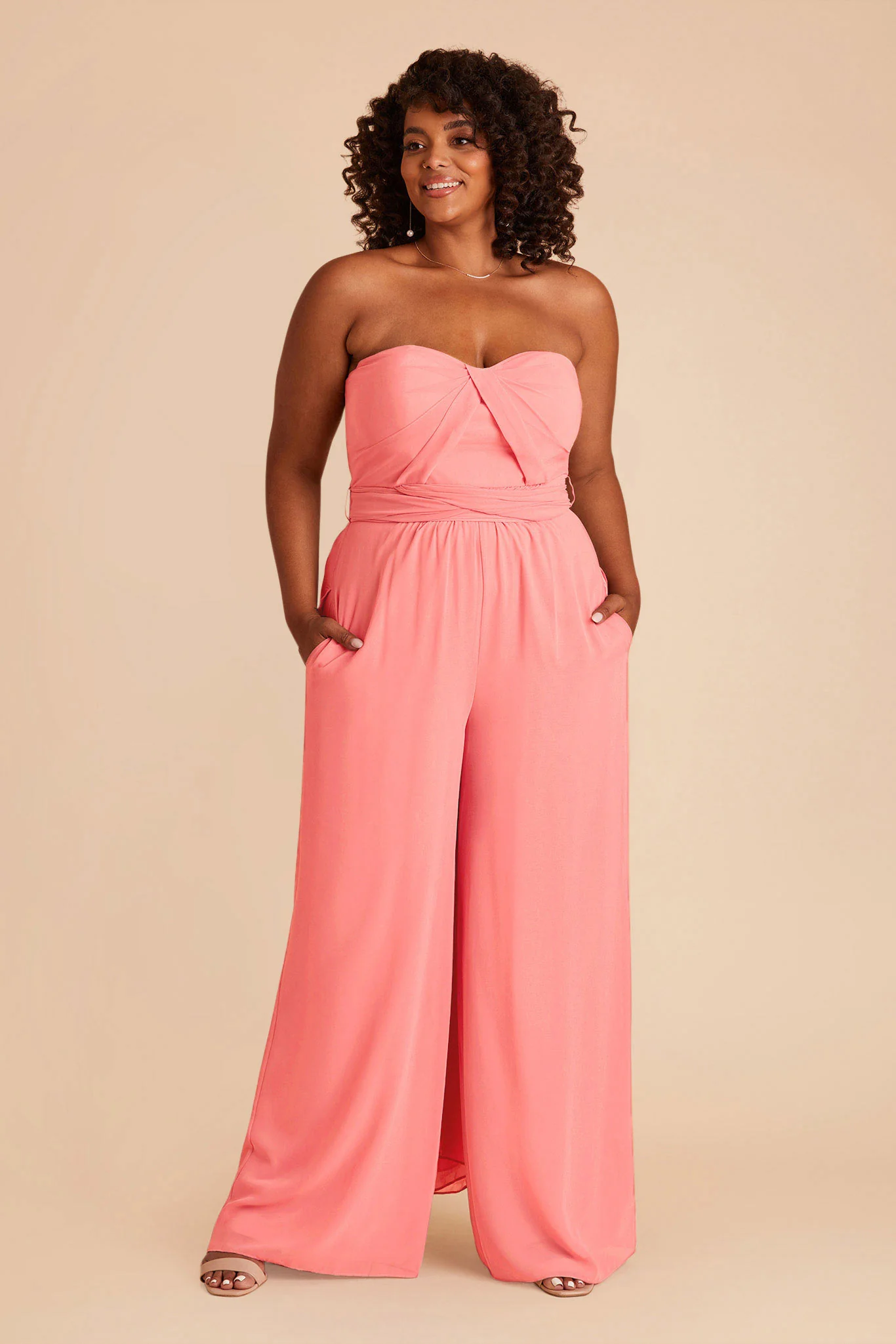 Gigi Chiffon Jumpsuit - Coral Pink - Image 8