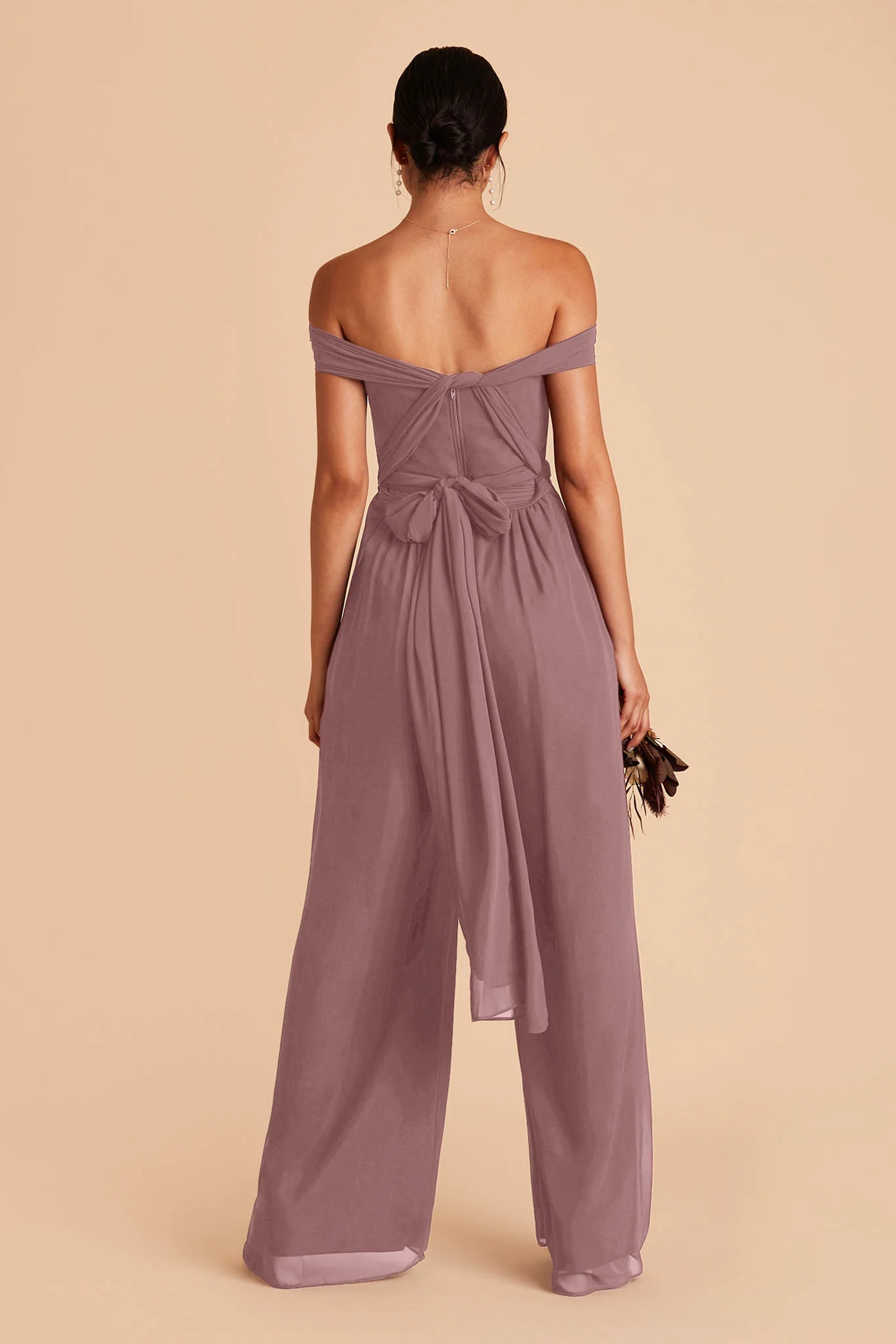 Gigi Chiffon Jumpsuit - Dark Mauve - Image 4