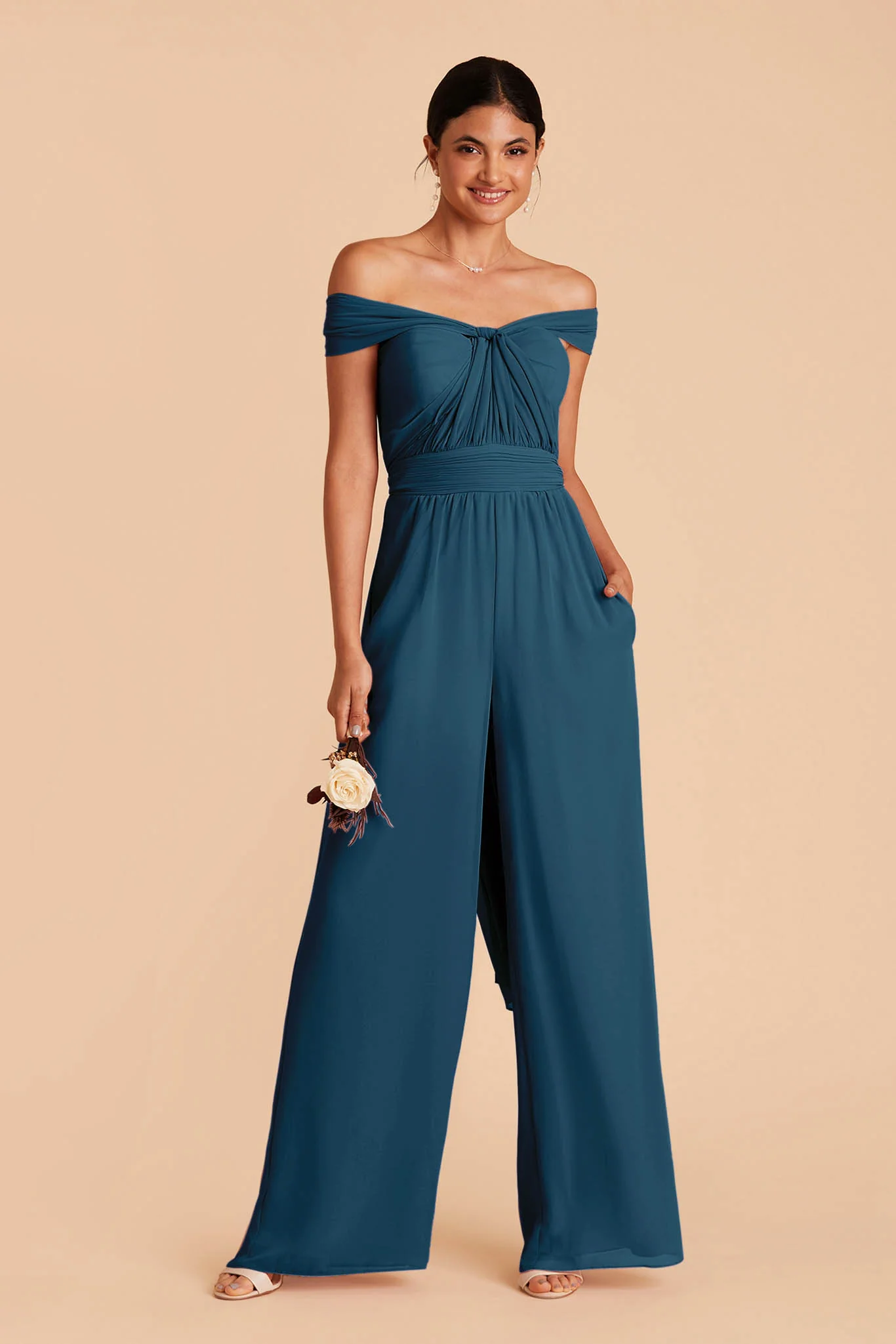Gigi Chiffon Jumpsuit - Dark Teal - Image 4