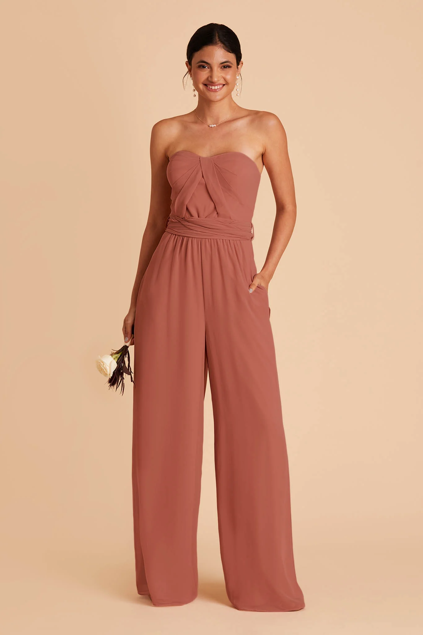 Gigi Chiffon Jumpsuit - Desert Rose - Image 5