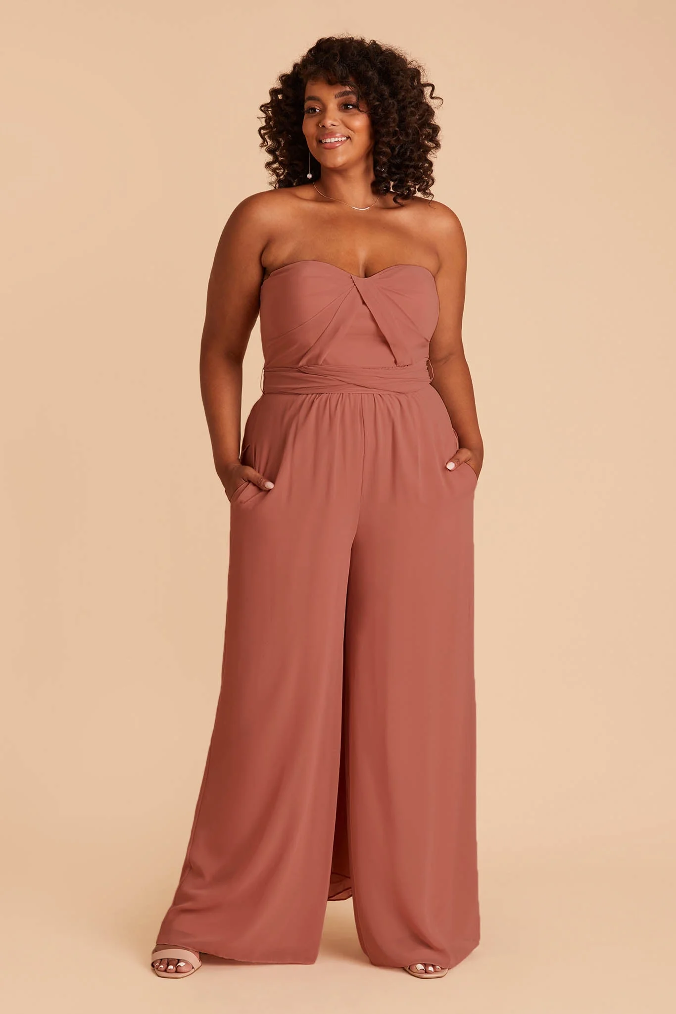 Gigi Chiffon Jumpsuit - Desert Rose - Image 6