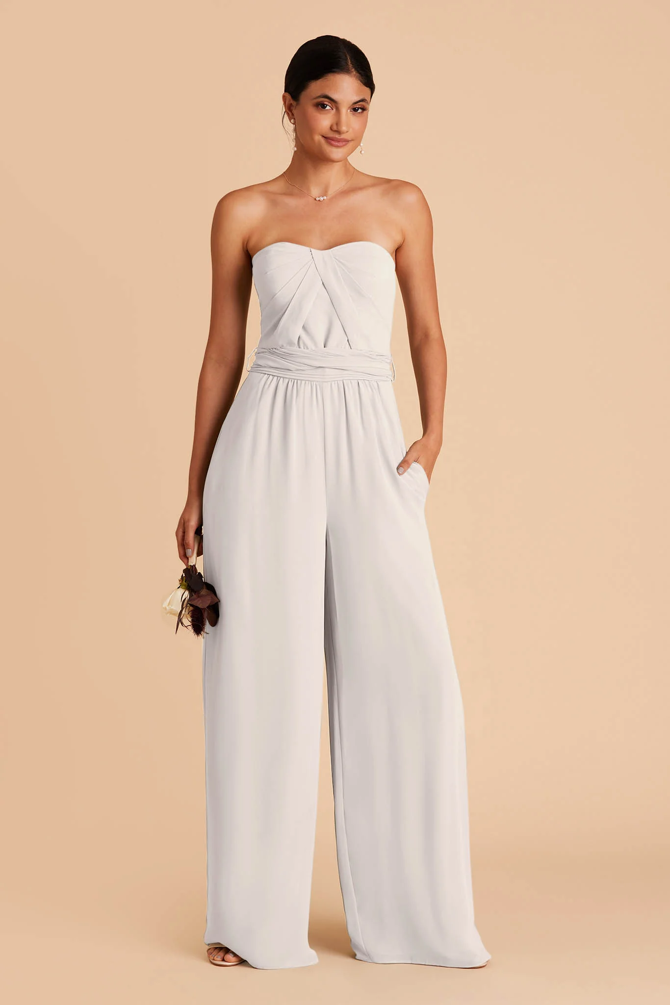 Gigi Chiffon Jumpsuit - Dove Gray - Image 3