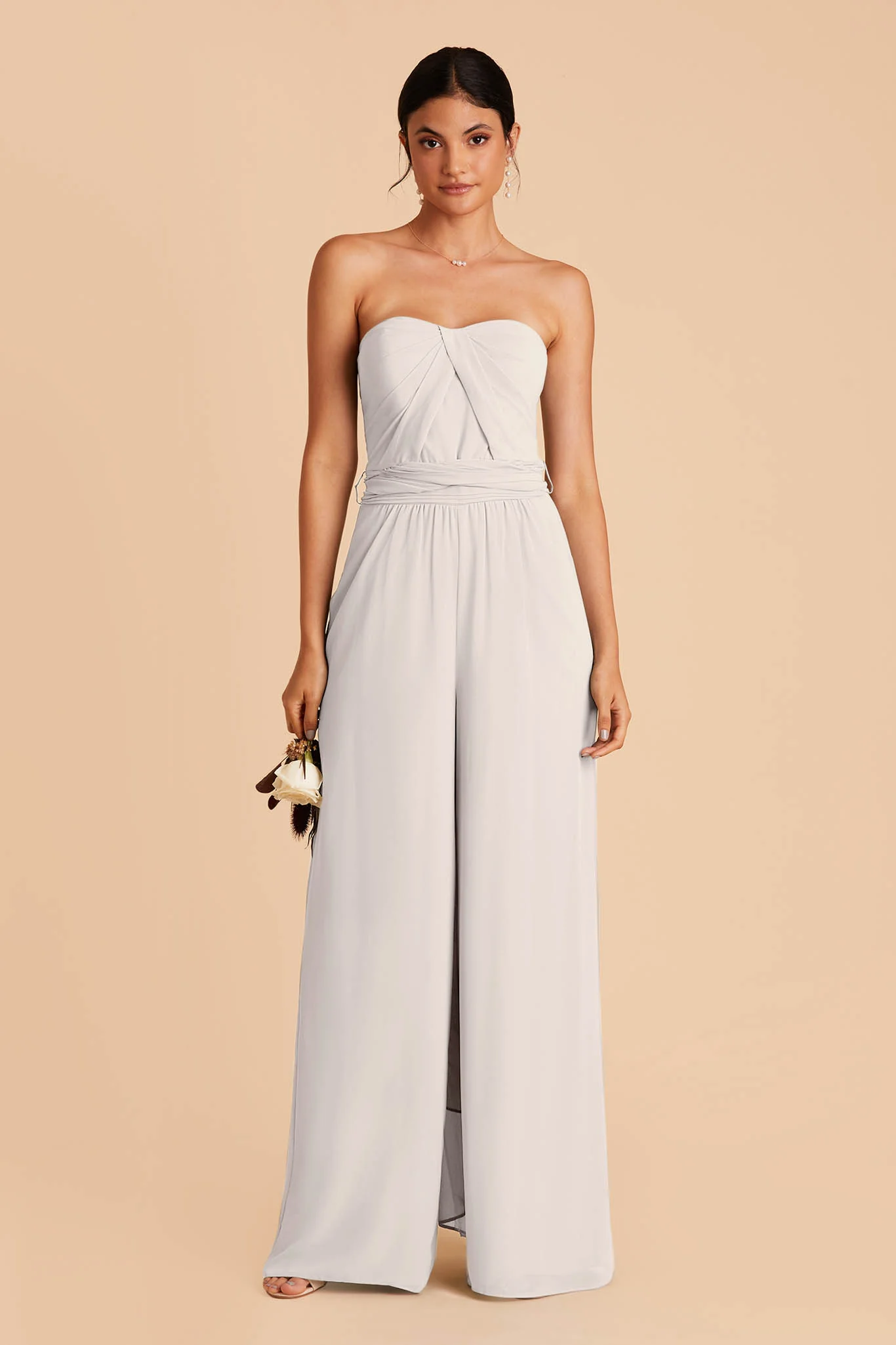 Gigi Chiffon Jumpsuit - Dove Gray - Image 4