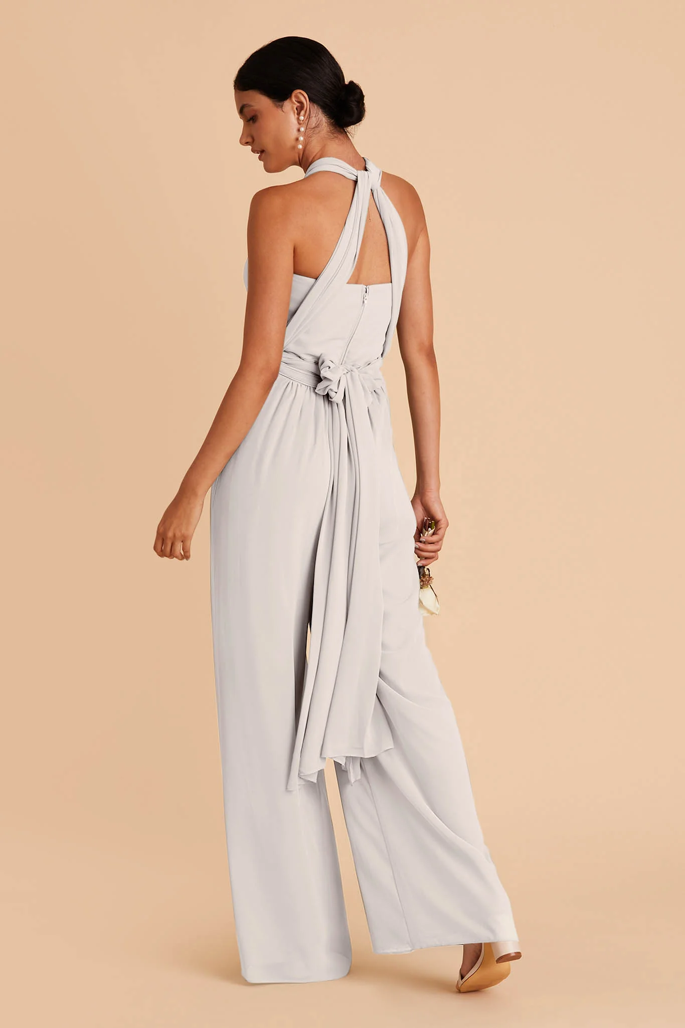 Gigi Chiffon Jumpsuit - Dove Gray - Image 5