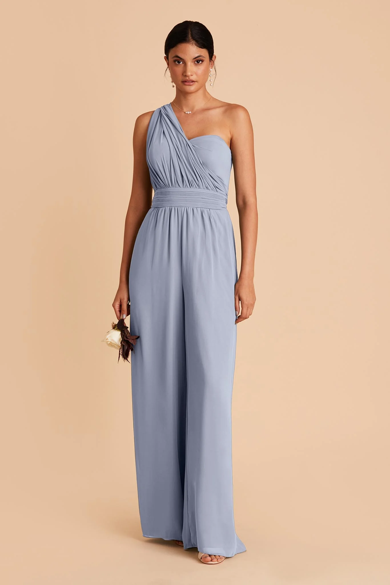 Gigi Chiffon Jumpsuit - Dusty Blue - Image 4