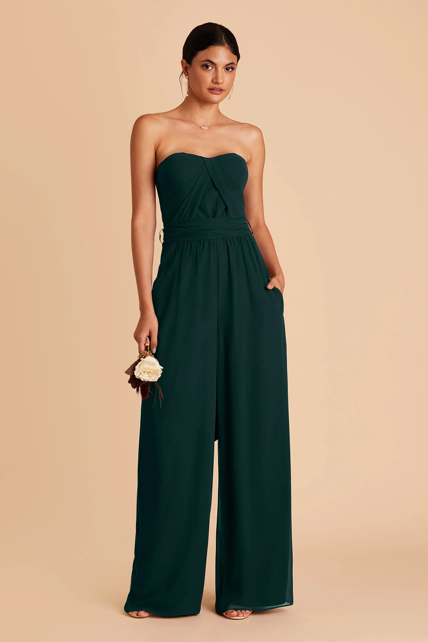 Gigi Chiffon Jumpsuit - Emerald - Image 3