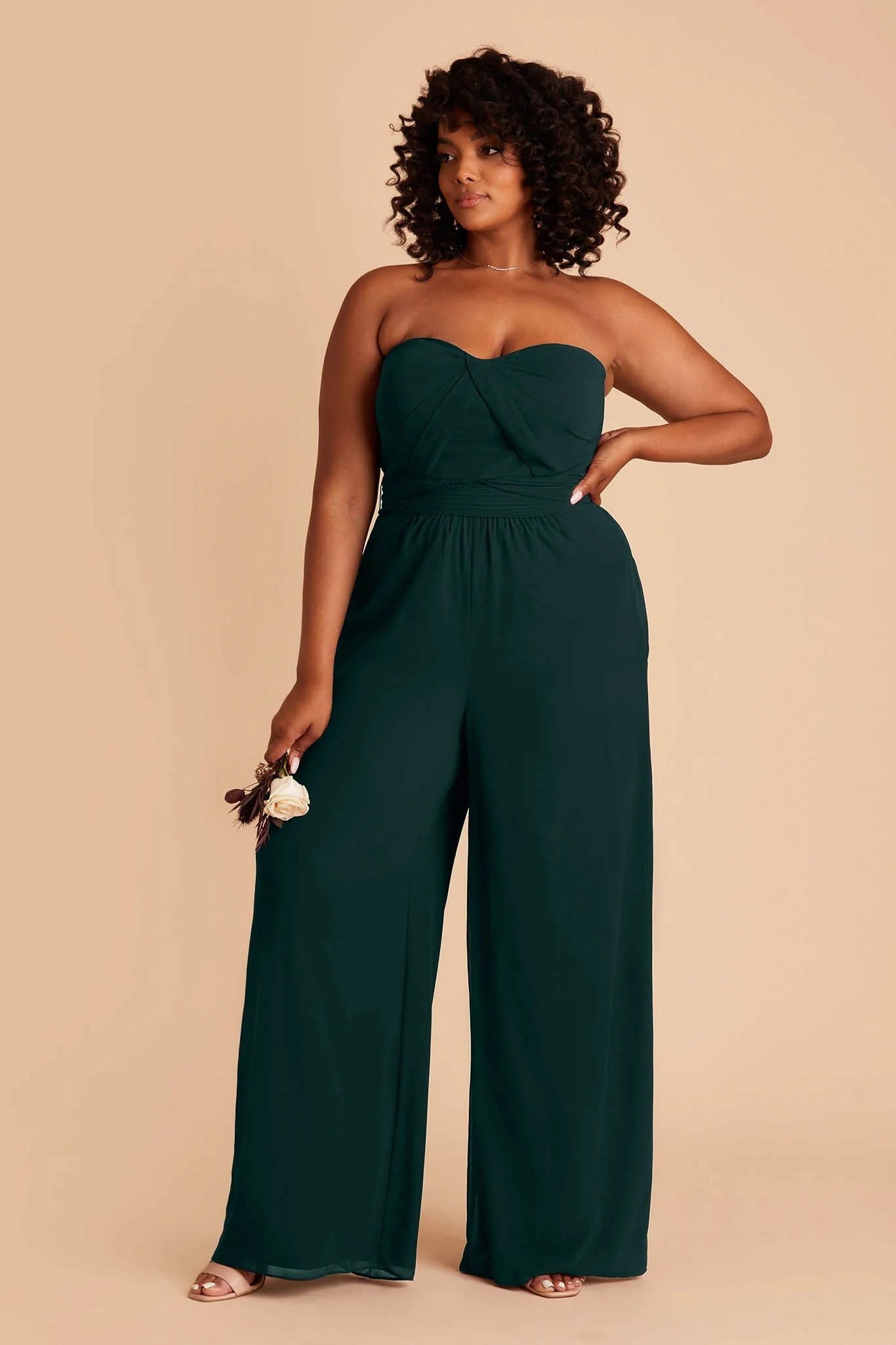 Gigi Chiffon Jumpsuit - Emerald - Image 4