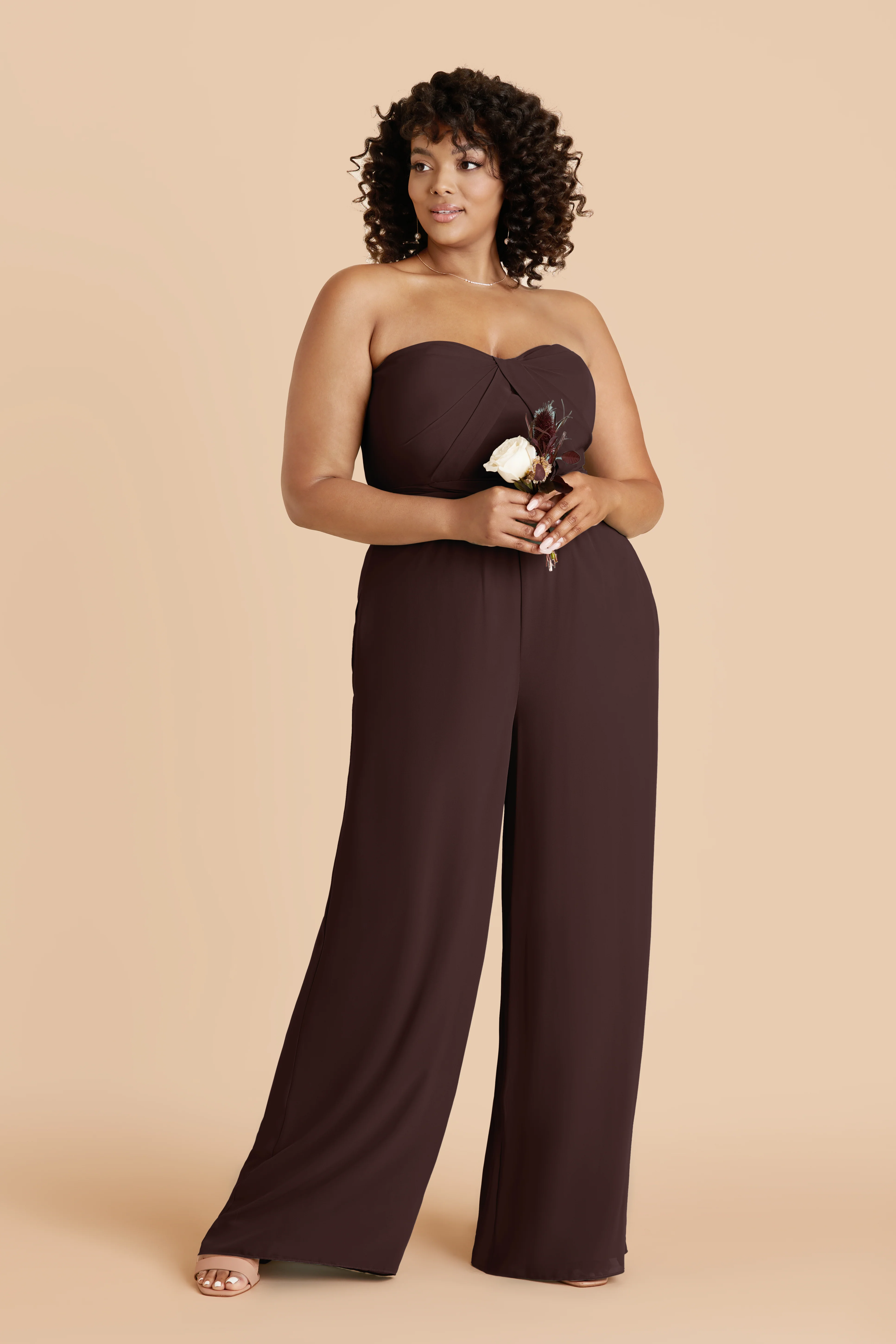 Gigi Chiffon Jumpsuit - Espresso - Image 2