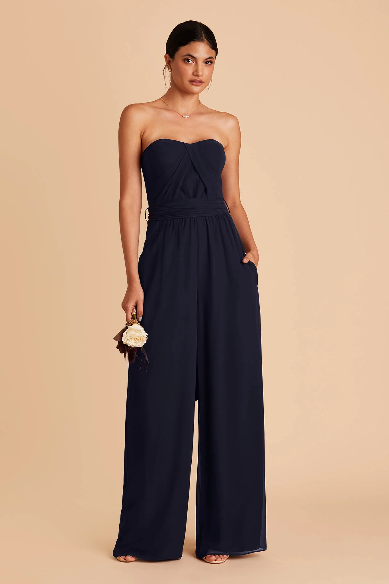 Gigi Chiffon Jumpsuit - Navy - Image 3