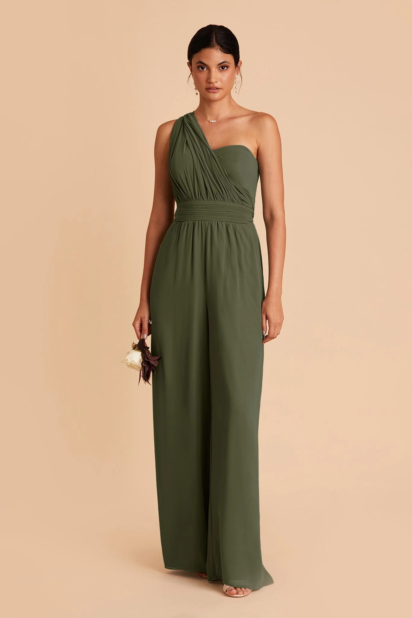 Gigi Chiffon Jumpsuit - Olive - Image 3